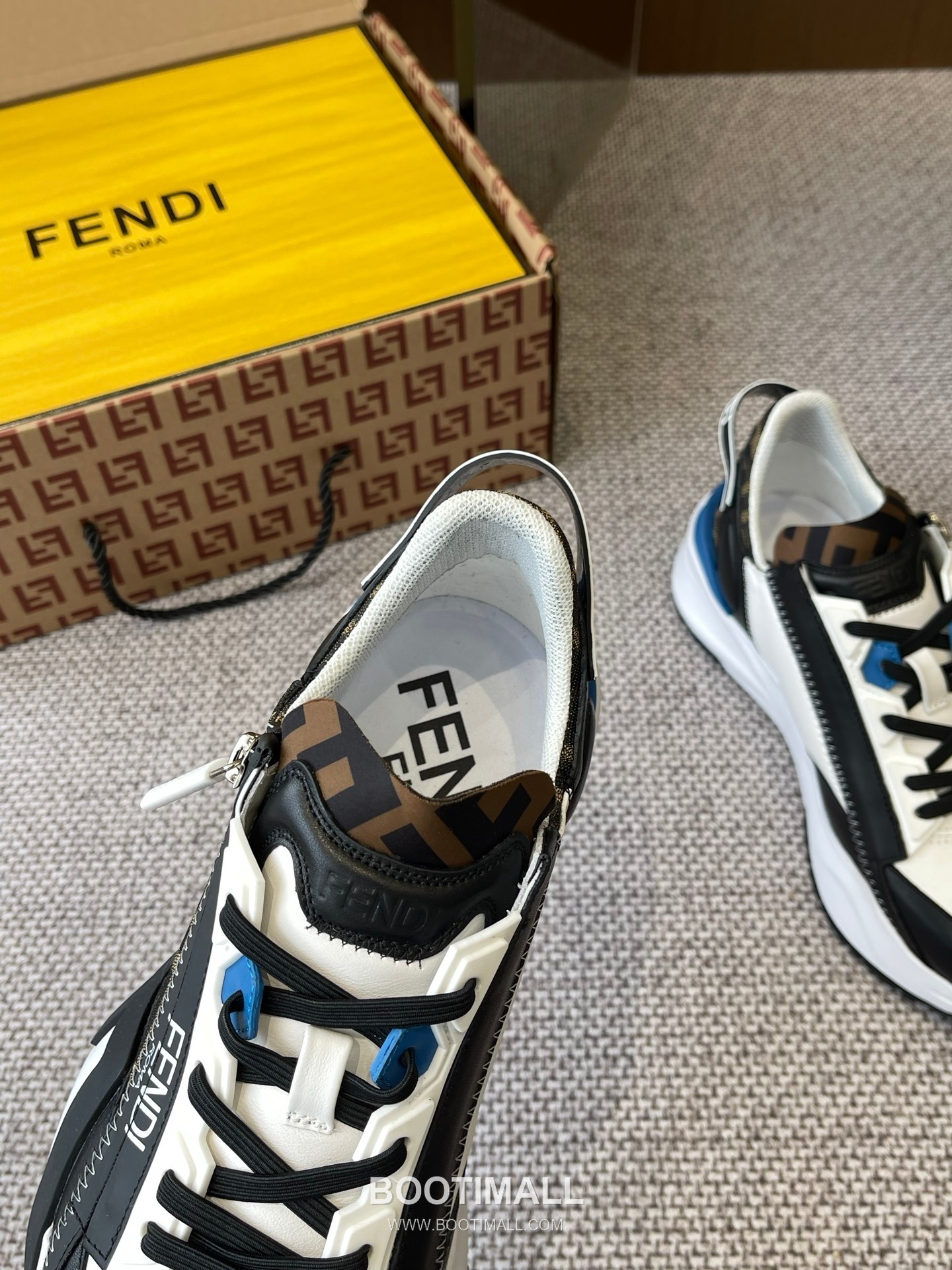 Fendi Flow Suede Mesh Slip-On Sneakers with Elastic Band Side Zip EVA Sole Detail 펜디 플로우 스웨이드 메쉬 슬립온 스니커즈 엘라스틱 밴드 사이드 지퍼 EVA 솔 디테일 3cm 3