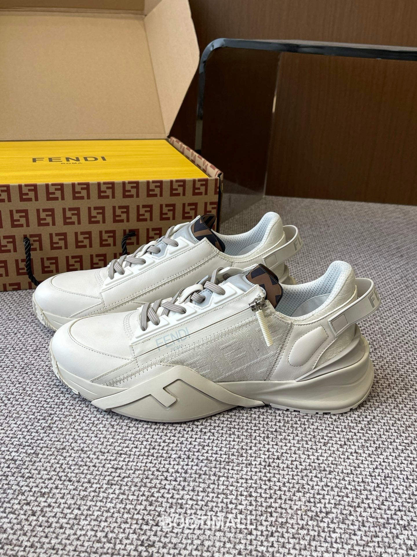 Fendi Flow Suede Mesh Slip-On Sneakers with Elastic Band Side Zip EVA Sole Detail 펜디 플로우 스웨이드 메쉬 슬립온 스니커즈 엘라스틱 밴드 사이드 지퍼 EVA 솔 디테일 3cm 2