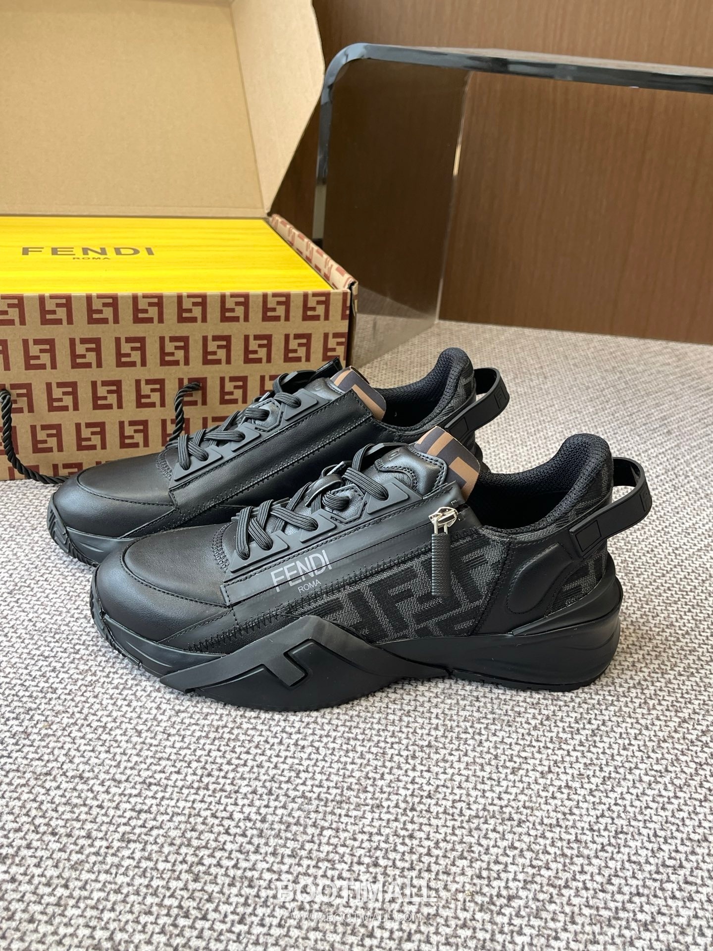 Fendi Flow Suede Mesh Slip-On Sneakers with Elastic Band Side Zip EVA Sole Detail 펜디 플로우 스웨이드 메쉬 슬립온 스니커즈 엘라스틱 밴드 사이드 지퍼 EVA 솔 디테일 3cm 2