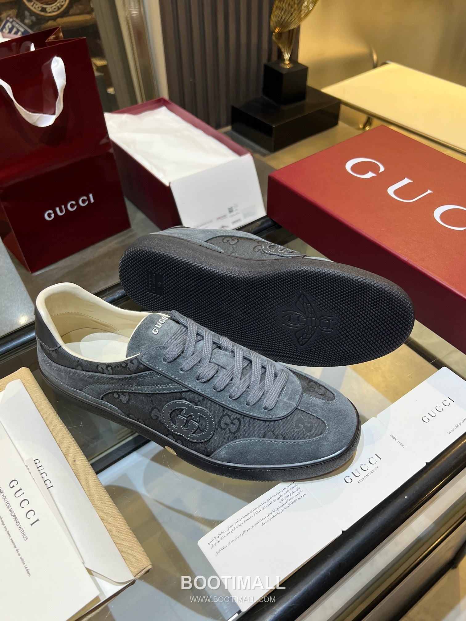 Gucci German Trainer Leather Mesh Suede Low Sneakers with Embossed Logo TPU Sole Detail 구찌 저먼 트레이너 레더 메쉬 스웨이드 로우 스니커즈 엠보싱 로고 TPU 솔 디테일 3cm 5