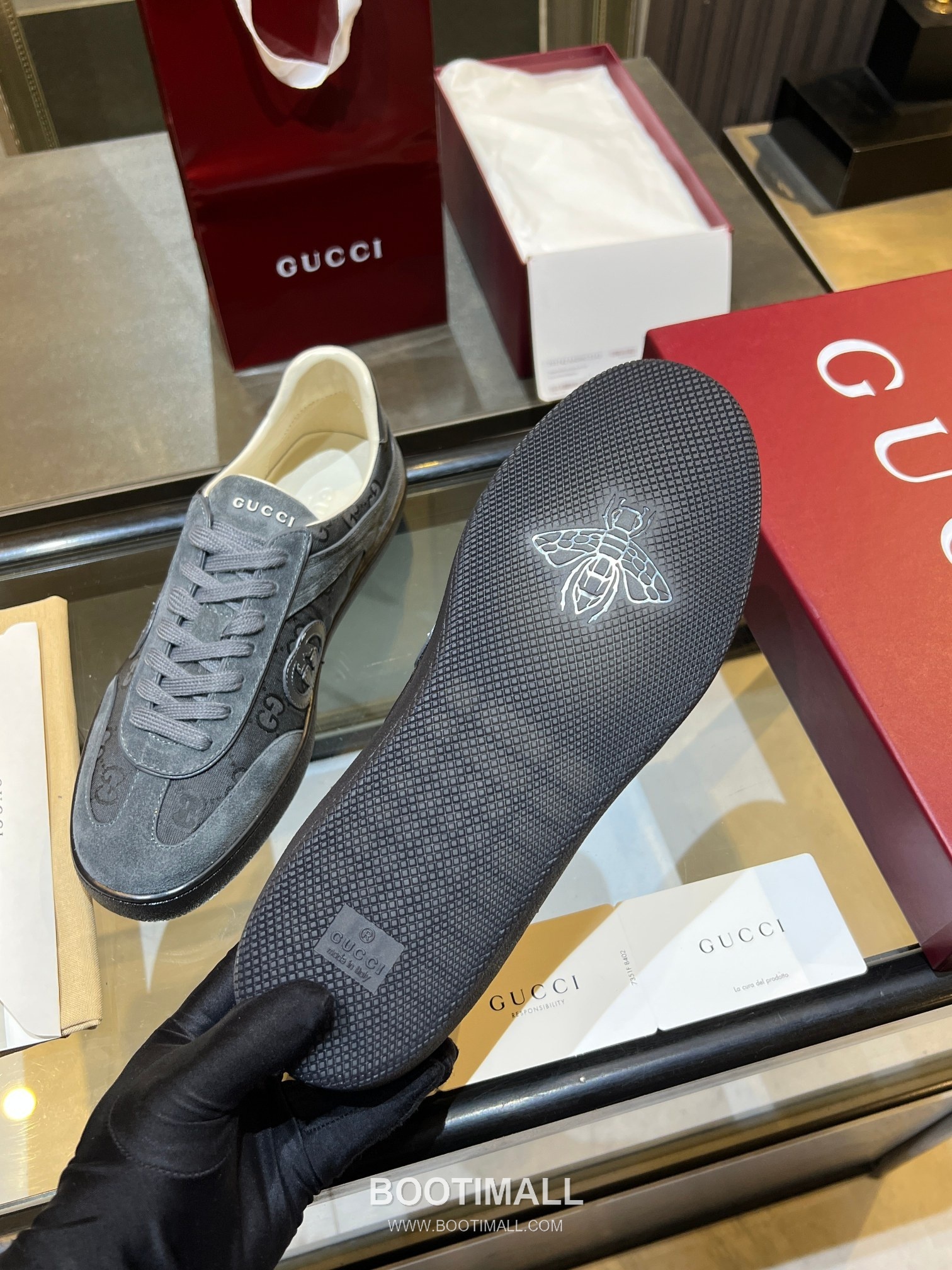 Gucci German Trainer Leather Mesh Suede Low Sneakers with Embossed Logo TPU Sole Detail 구찌 저먼 트레이너 레더 메쉬 스웨이드 로우 스니커즈 엠보싱 로고 TPU 솔 디테일 3cm 9