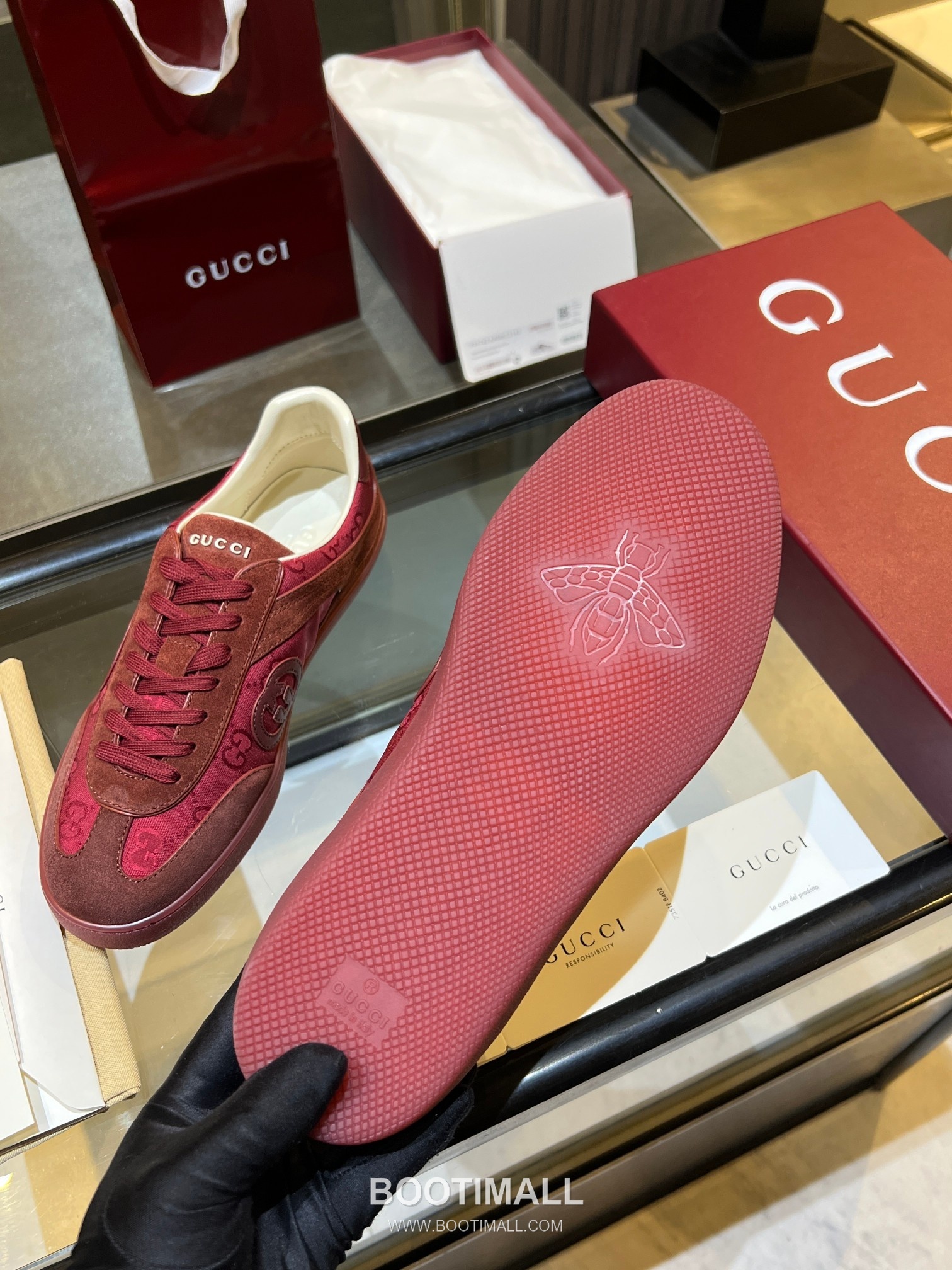 Gucci German Trainer Leather Mesh Suede Low Sneakers with Embossed Logo TPU Sole Detail 구찌 저먼 트레이너 레더 메쉬 스웨이드 로우 스니커즈 엠보싱 로고 TPU 솔 디테일 3cm 8