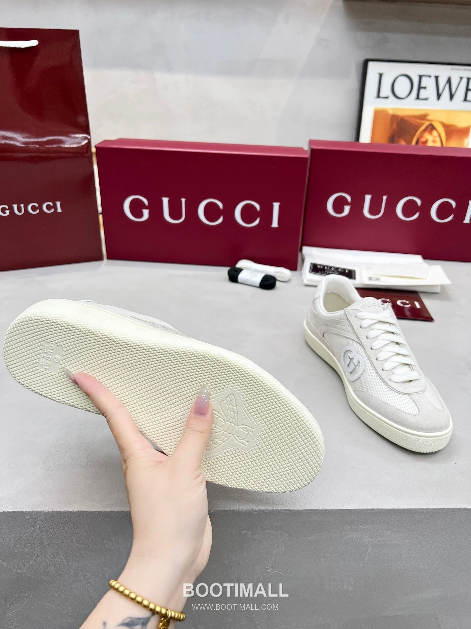 Gucci German Trainer Calfskin Leather Mesh Low Sneakers with Embossed Logo TPU Sole Detail 구찌 저먼 트레이너 카프스킨 레더 메쉬 로우 스니커즈 엠보싱 로고 TPU 솔 디테일 3cm 9