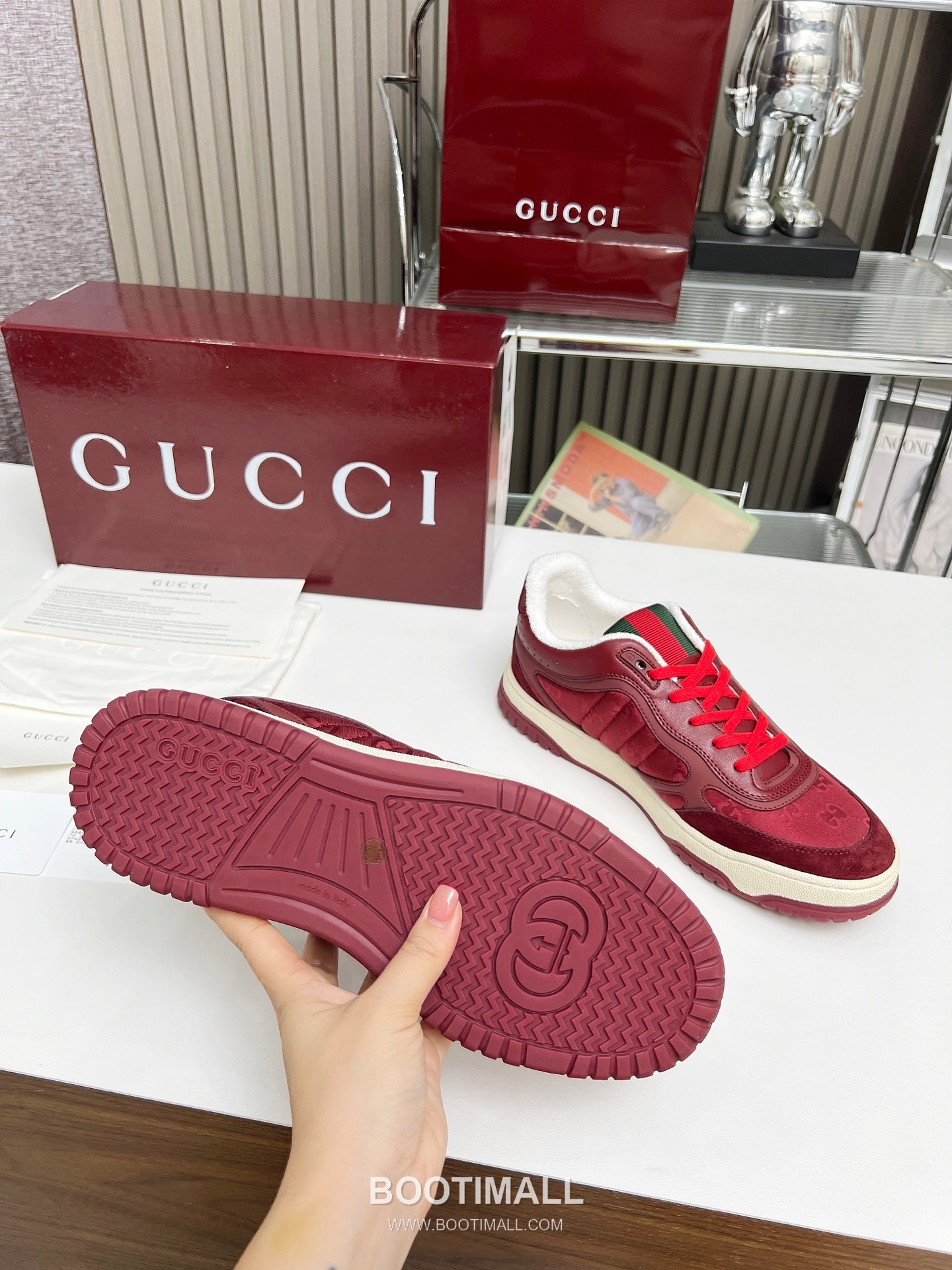 Gucci Double G Calfskin Leather High Low Sneakers with Distressed Cutout Panel TPU Sole Detail 구찌 더블G 카프스킨 레더 하이로우 스니커즈 디스트레스드 컷아웃 패널 TPU 솔 디테일 3cm 6