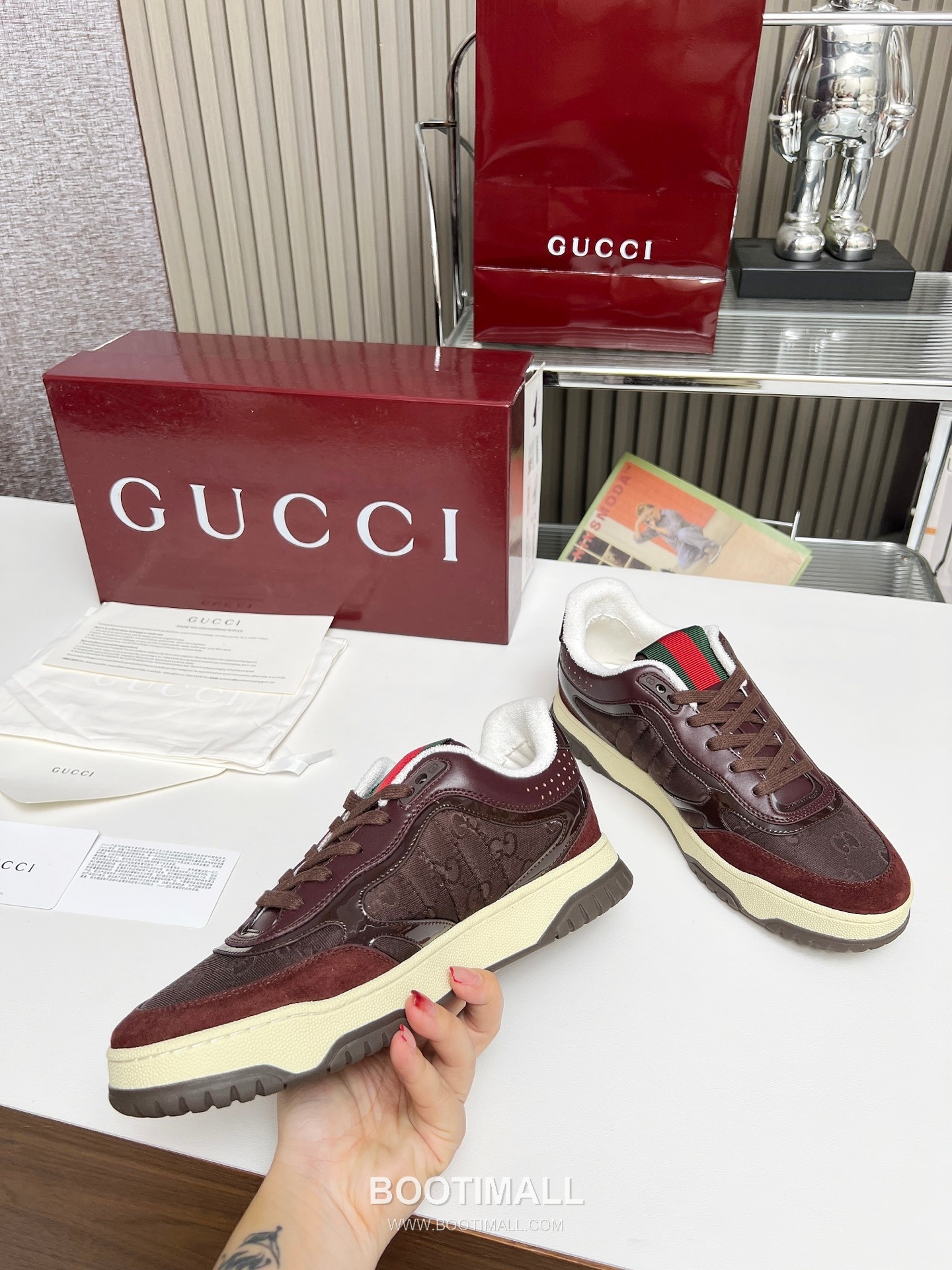 Gucci Double G Calfskin Leather High Low Sneakers with Distressed Cutout Panel TPU Sole Detail 구찌 더블G 카프스킨 레더 하이로우 스니커즈 디스트레스드 컷아웃 패널 TPU 솔 디테일 3cm 7