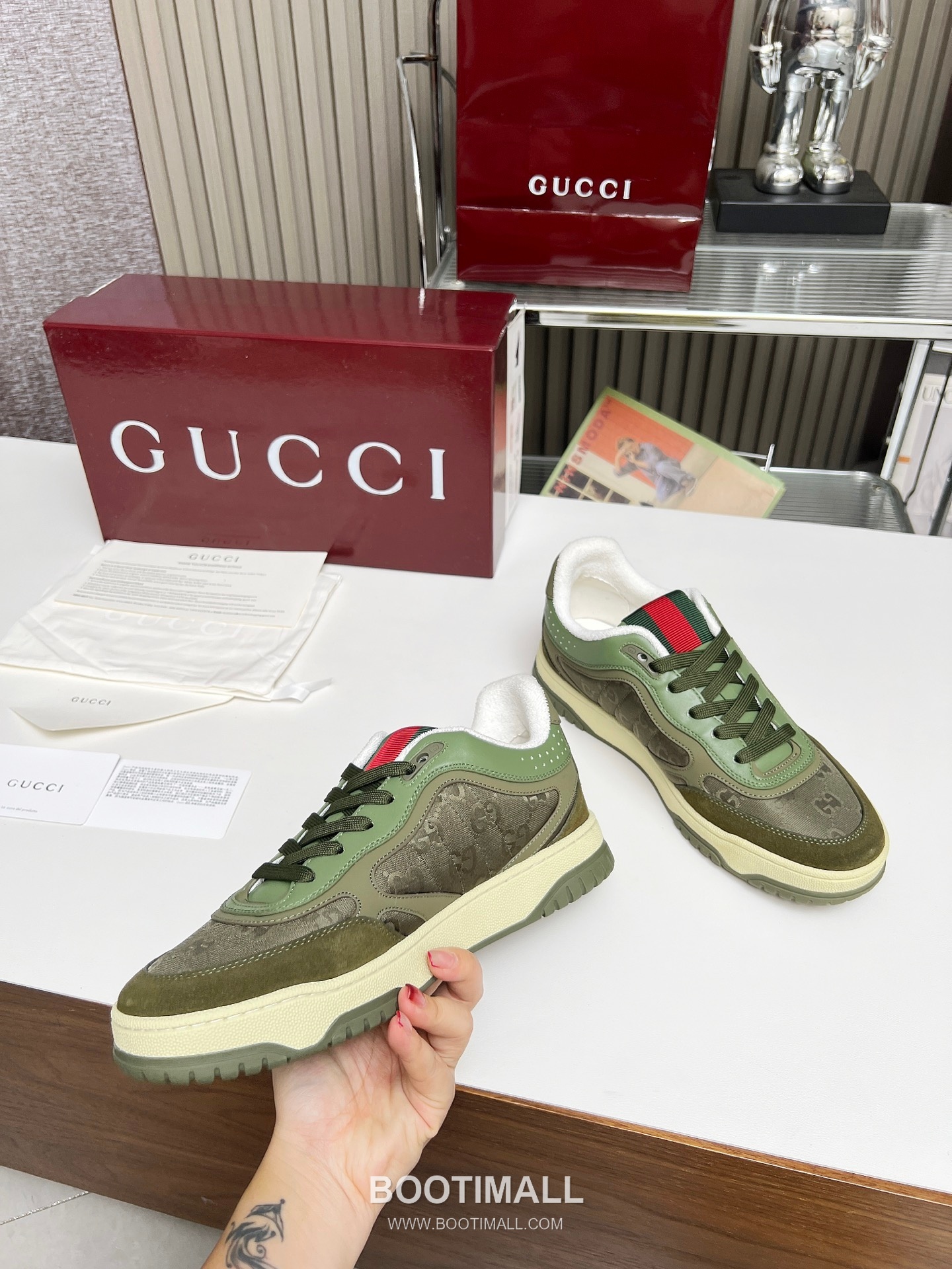 Gucci Double G Calfskin Leather High Low Sneakers with Distressed Cutout Panel TPU Sole Detail 구찌 더블G 카프스킨 레더 하이로우 스니커즈 디스트레스드 컷아웃 패널 TPU 솔 디테일 3cm 7