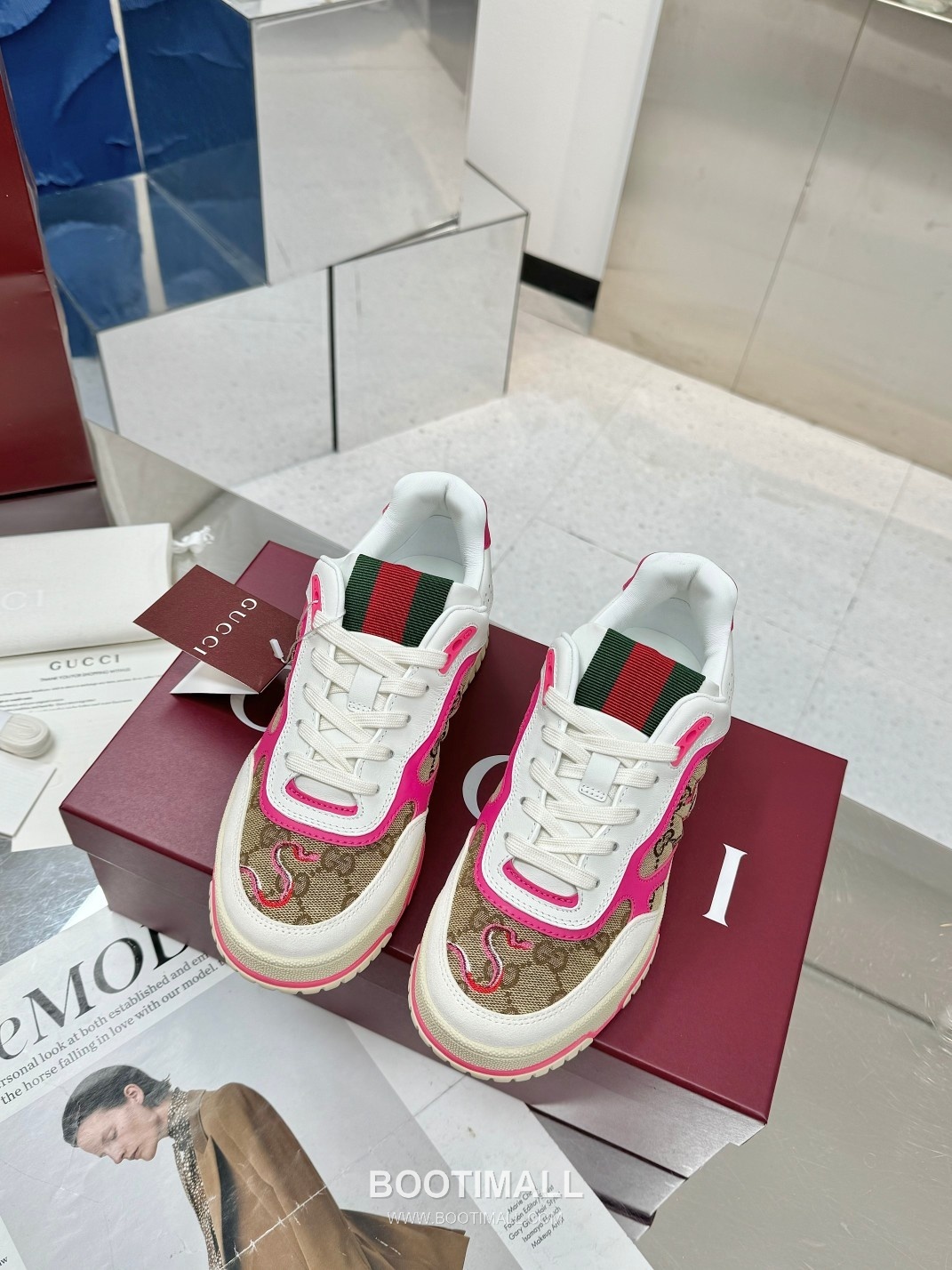 Gucci Double G Calfskin Leather High Low Sneakers with Distressed Cutout Panel TPU Sole Detail 구찌 더블G 카프스킨 레더 하이로우 스니커즈 디스트레스드 컷아웃 패널 TPU 솔 디테일 3cm 4