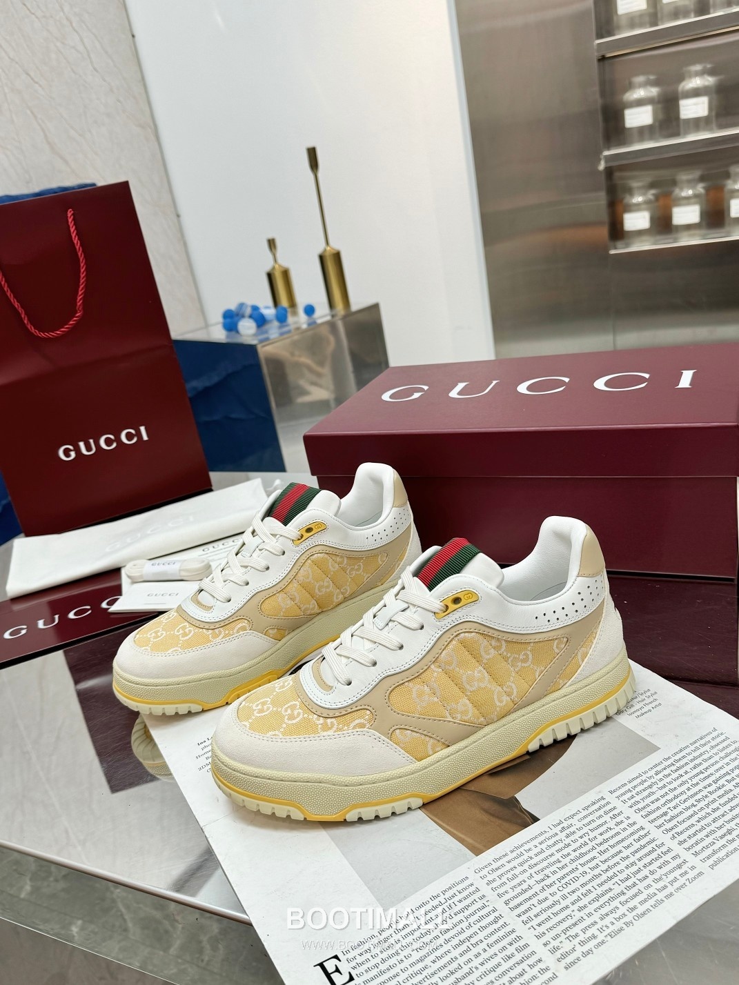 Gucci Double G Calfskin Leather High Low Sneakers with Distressed Cutout Panel TPU Sole Detail 구찌 더블G 카프스킨 레더 하이로우 스니커즈 디스트레스드 컷아웃 패널 TPU 솔 디테일 3cm 5