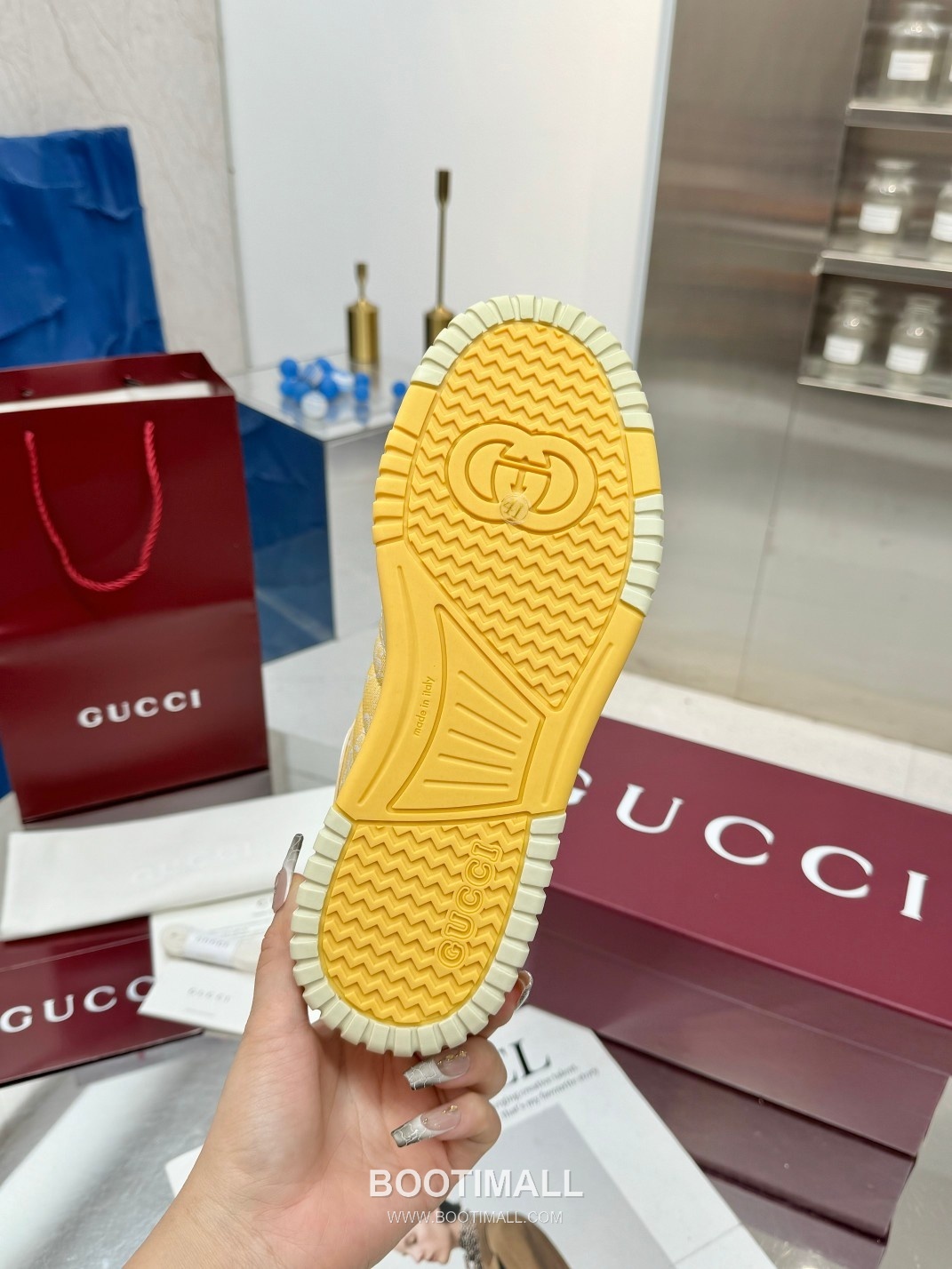 Gucci Double G Calfskin Leather High Low Sneakers with Distressed Cutout Panel TPU Sole Detail 구찌 더블G 카프스킨 레더 하이로우 스니커즈 디스트레스드 컷아웃 패널 TPU 솔 디테일 3cm 10