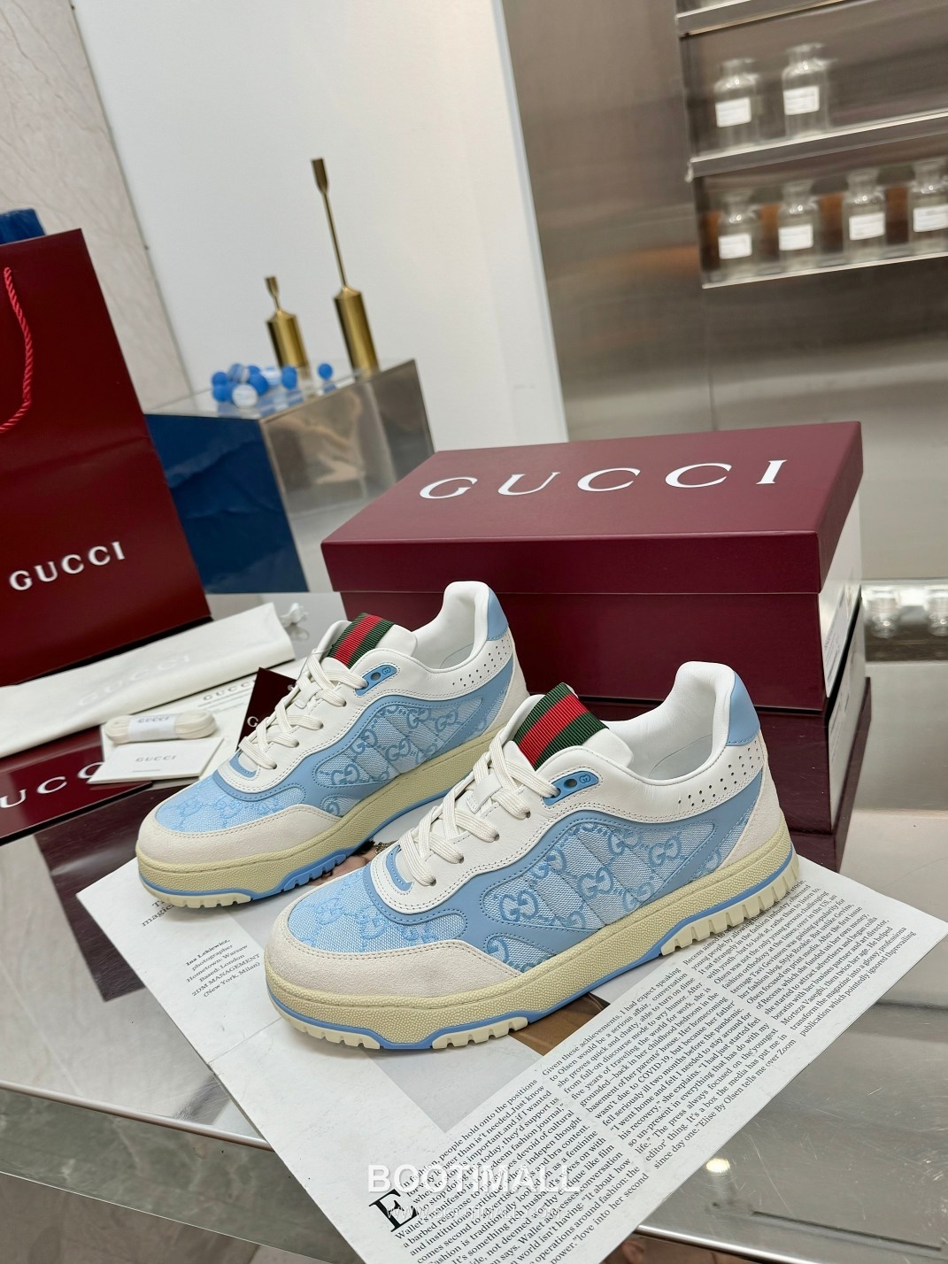 Gucci Double G Calfskin Leather High Low Sneakers with Distressed Cutout Panel TPU Sole Detail 구찌 더블G 카프스킨 레더 하이로우 스니커즈 디스트레스드 컷아웃 패널 TPU 솔 디테일 3cm 11
