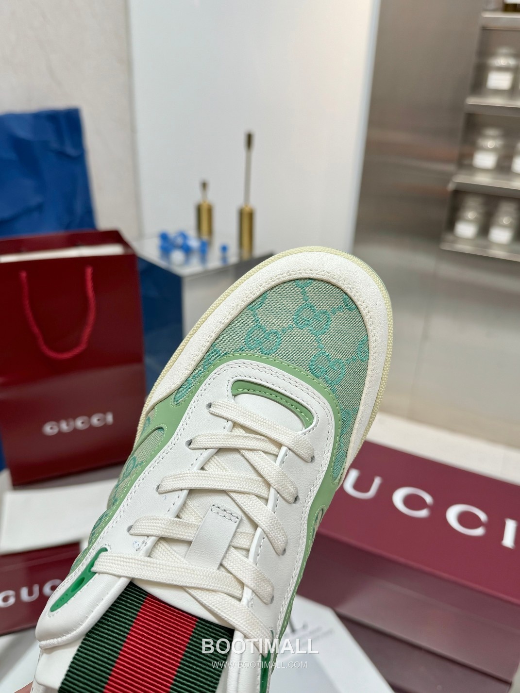 Gucci Double G Calfskin Leather High Low Sneakers with Distressed Cutout Panel TPU Sole Detail 구찌 더블G 카프스킨 레더 하이로우 스니커즈 디스트레스드 컷아웃 패널 TPU 솔 디테일 3cm 9