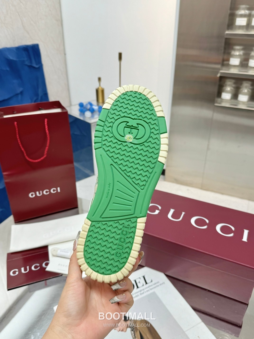 Gucci Double G Calfskin Leather High Low Sneakers with Distressed Cutout Panel TPU Sole Detail 구찌 더블G 카프스킨 레더 하이로우 스니커즈 디스트레스드 컷아웃 패널 TPU 솔 디테일 3cm 10
