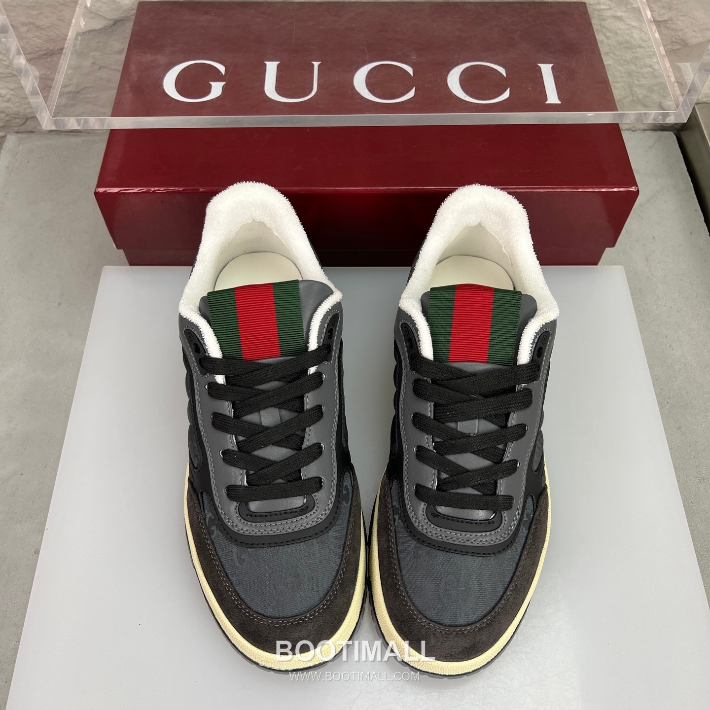Gucci Double G Calfskin Leather High Low Sneakers with Distressed Cutout Panel TPU Sole Detail 구찌 더블G 카프스킨 레더 하이로우 스니커즈 디스트레스드 컷아웃 패널 TPU 솔 디테일 3cm 3