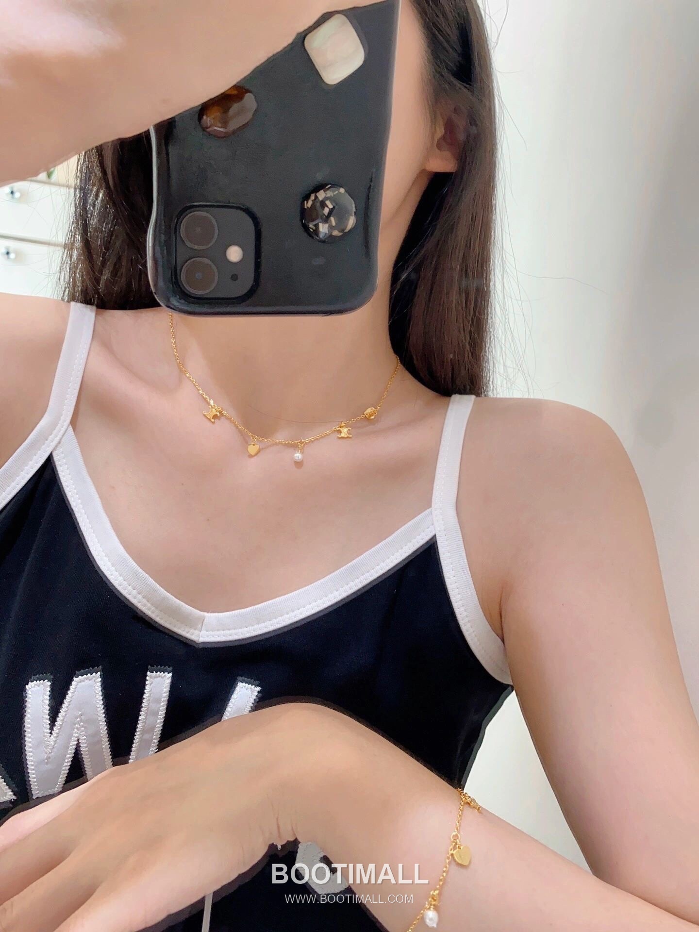 Celine Triomphe Brass Gold Plated Chain Necklace with Arc de Triomphe Pendant 셀린느 트리옹프 황동 골드도금 체인 네클리스 아크드트리옹프 펜던트 3