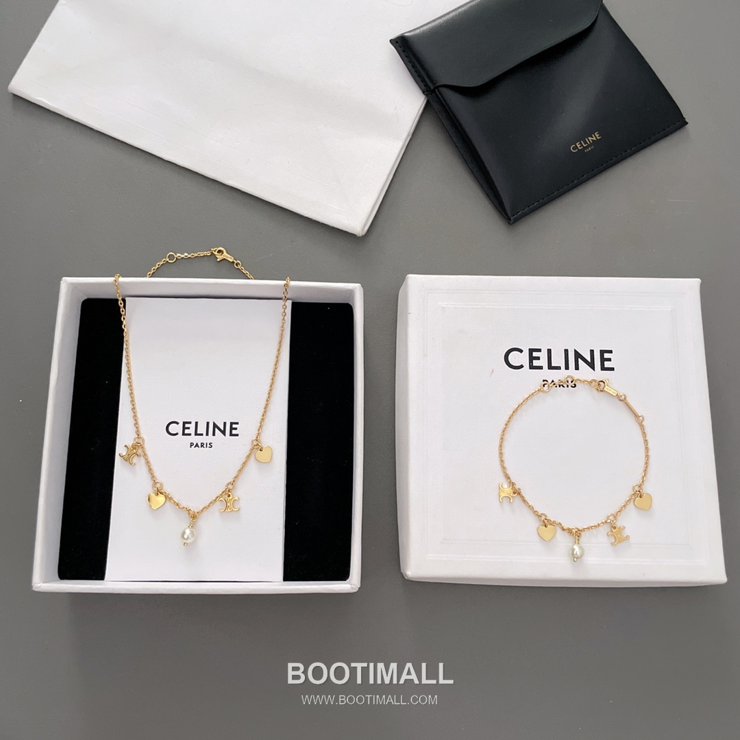 Celine Triomphe Brass Gold Plated Chain Necklace with Arc de Triomphe Pendant 셀린느 트리옹프 황동 골드도금 체인 네클리스 아크드트리옹프 펜던트 10