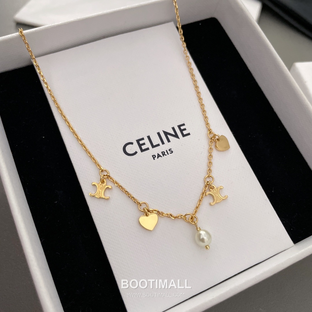 Celine Triomphe Brass Gold Plated Chain Necklace with Arc de Triomphe Pendant 셀린느 트리옹프 황동 골드도금 체인 네클리스 아크드트리옹프 펜던트 12