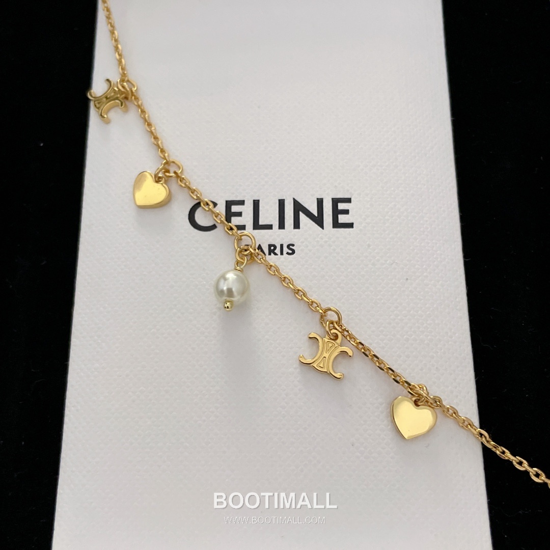 Celine Triomphe Brass Gold Plated Chain Necklace with Arc de Triomphe Pendant 셀린느 트리옹프 황동 골드도금 체인 네클리스 아크드트리옹프 펜던트 14