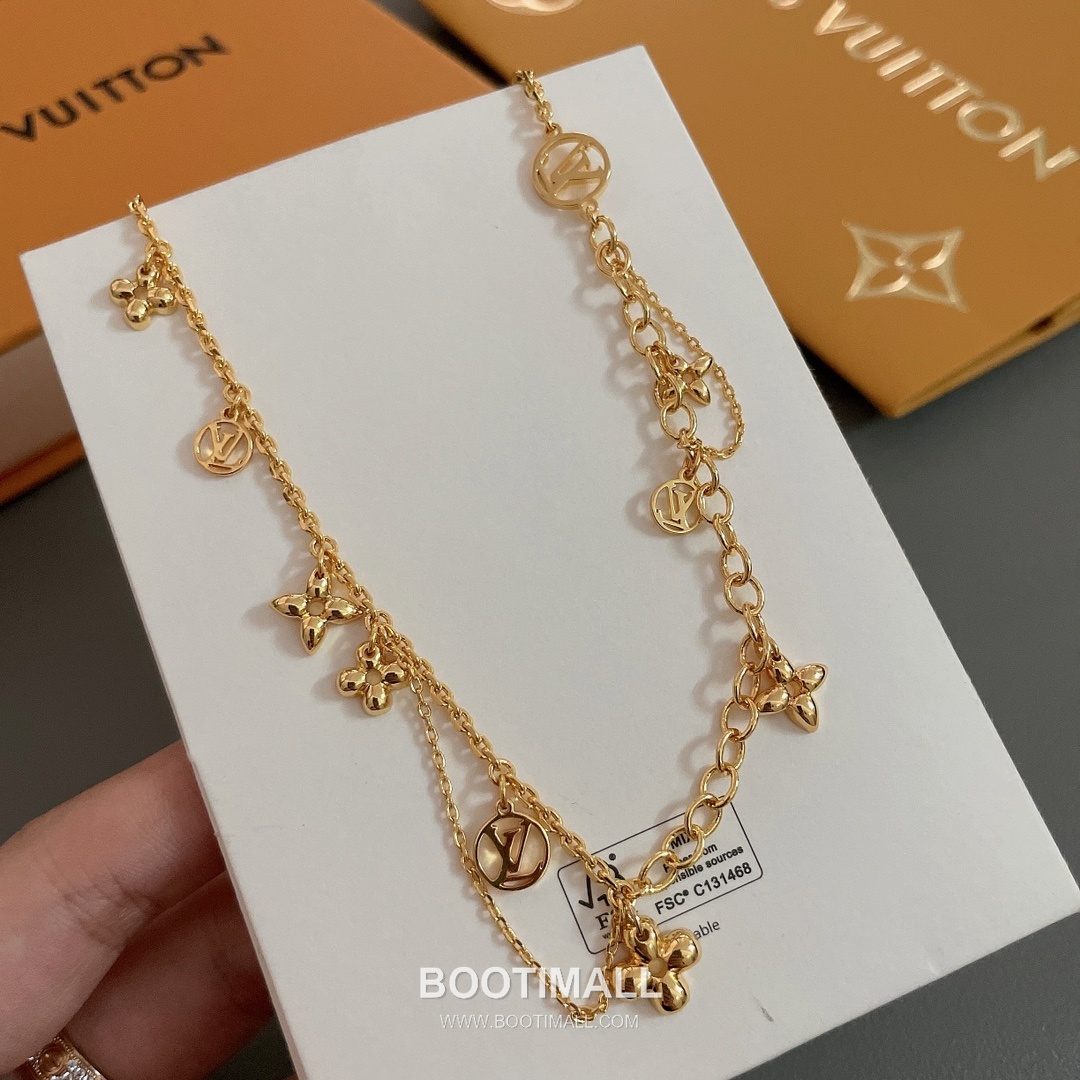 Louis Vuitton Blooming Brass Gold Plated Necklace with Flower Monogram Pendant 루이비통 블루밍 황동 골드도금 네클리스 플라워 모노그램 펜던트 11