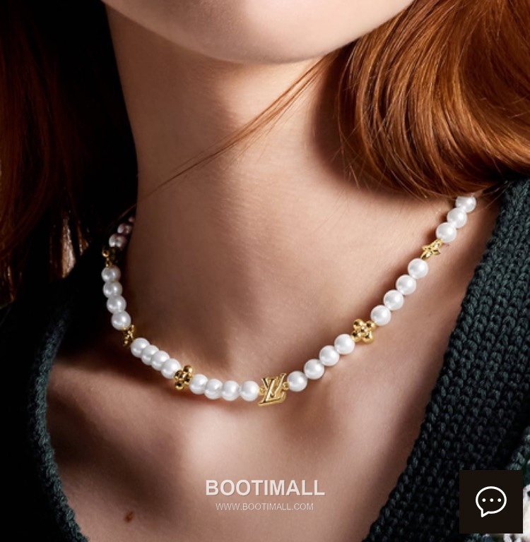 Louis Vuitton Flower Pearl Brass Gold Plated Necklace with Monogram Pendant 루이비통 플라워 펄 황동 골드도금 네클리스 모노그램 펜던트 1