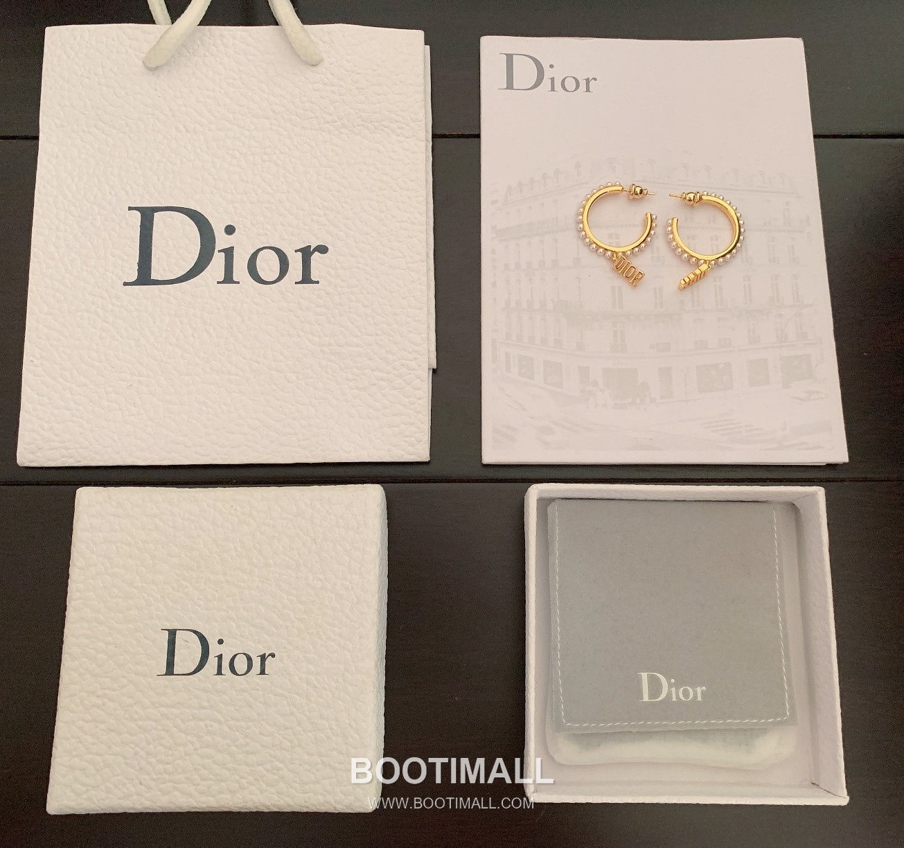 Dior Pearl Brass Gold Plated Hoop Earring with Pearl Detail 디올 펄 황동 골드도금 후프 이어링 진주 디테일 1