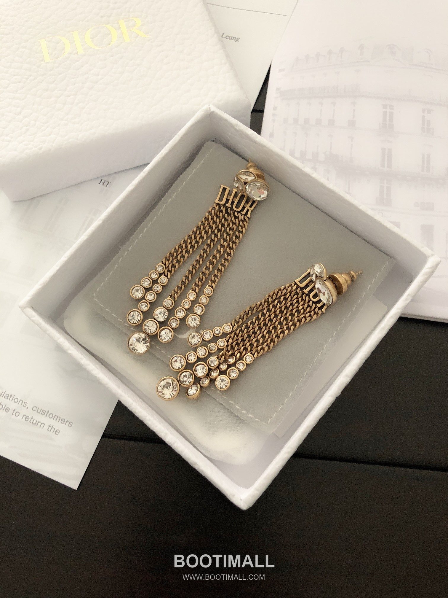 Dior Marquise Crystal Tassel Brass Gold Plated Stud Earring with Drop Fringe Detail 디올 마퀴즈 크리스탈 태슬 황동 골드도금 스터드 이어링 드롭 프린지 디테일 2