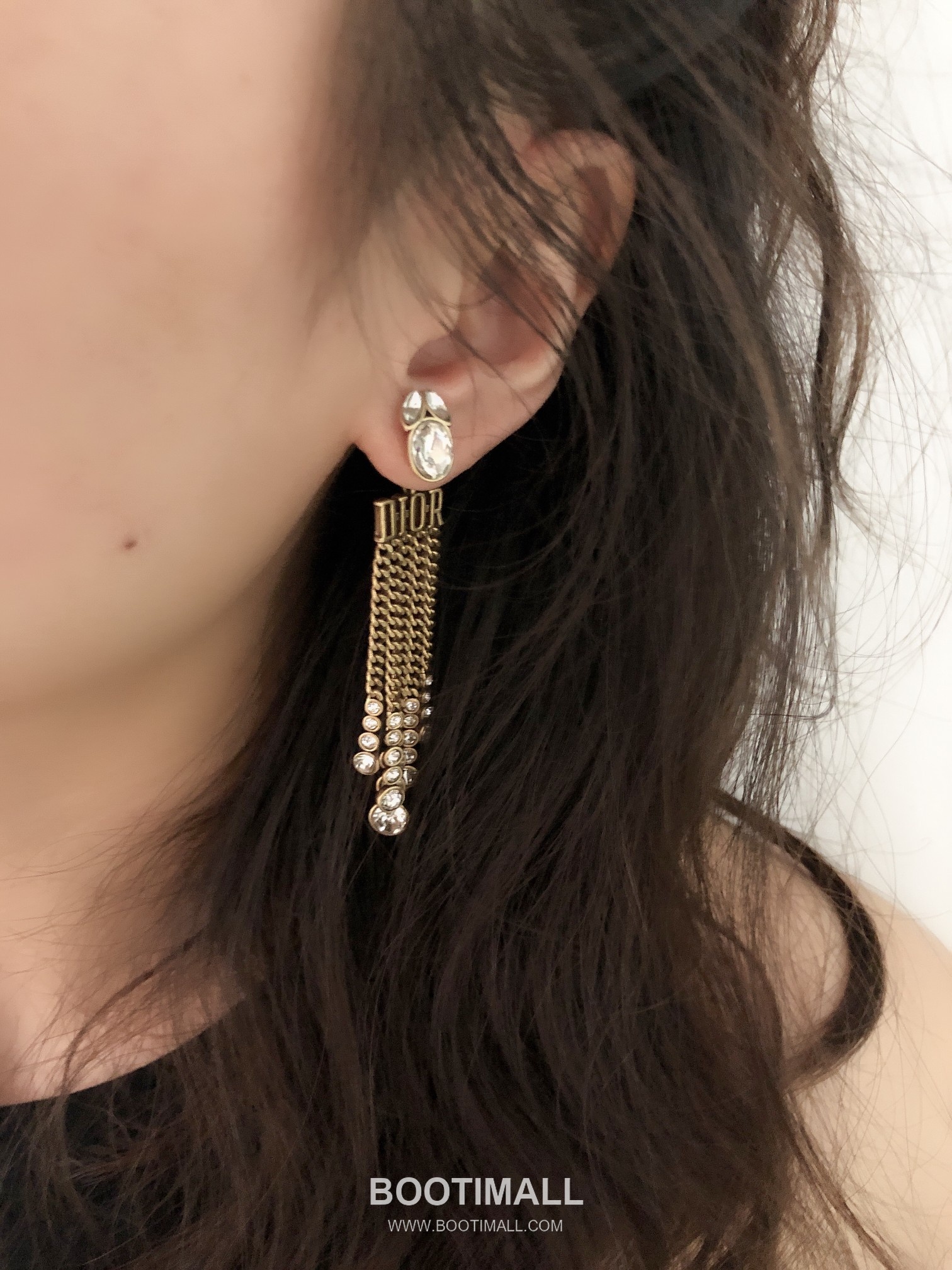 Dior Marquise Crystal Tassel Brass Gold Plated Stud Earring with Drop Fringe Detail 디올 마퀴즈 크리스탈 태슬 황동 골드도금 스터드 이어링 드롭 프린지 디테일 6