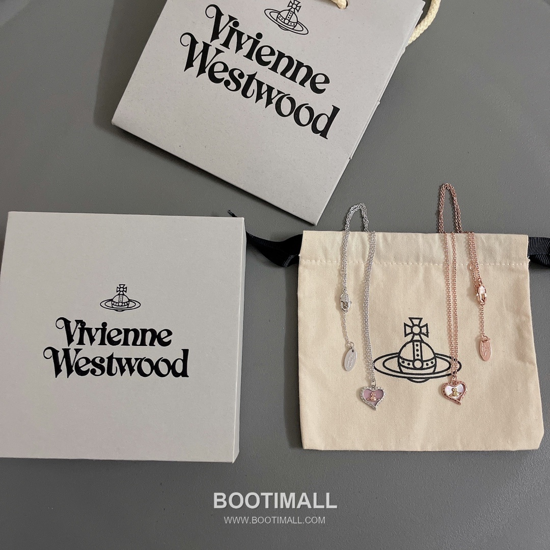 Vivienne Westwood Heart Orb Crystal Brass Gold Plated Necklace with Saturn Pendant 비비안웨스트우드 하트 오브 크리스탈 황동 골드도금 네클리스 새턴 펜던트 10