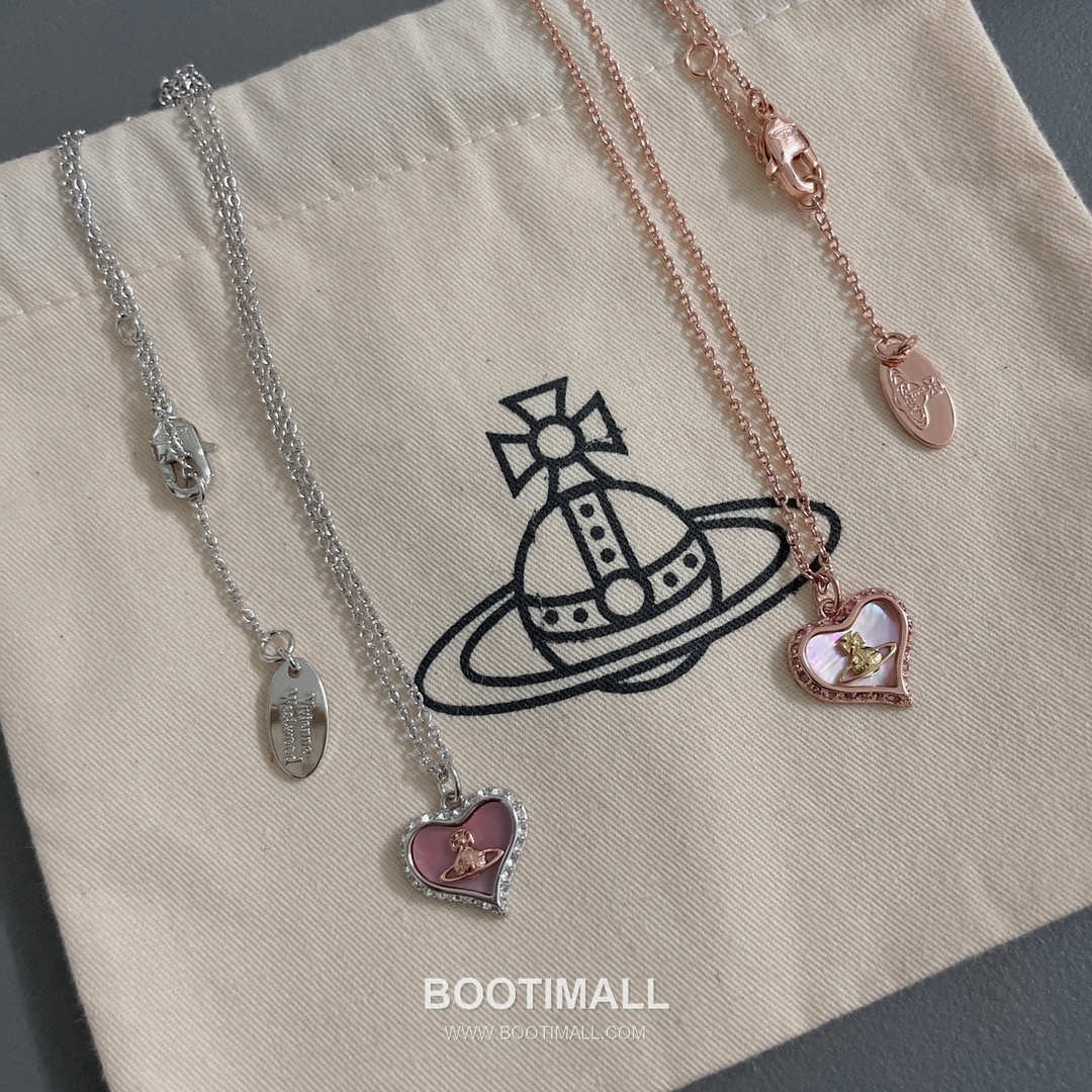Vivienne Westwood Heart Orb Crystal Brass Gold Plated Necklace with Saturn Pendant 비비안웨스트우드 하트 오브 크리스탈 황동 골드도금 네클리스 새턴 펜던트 11