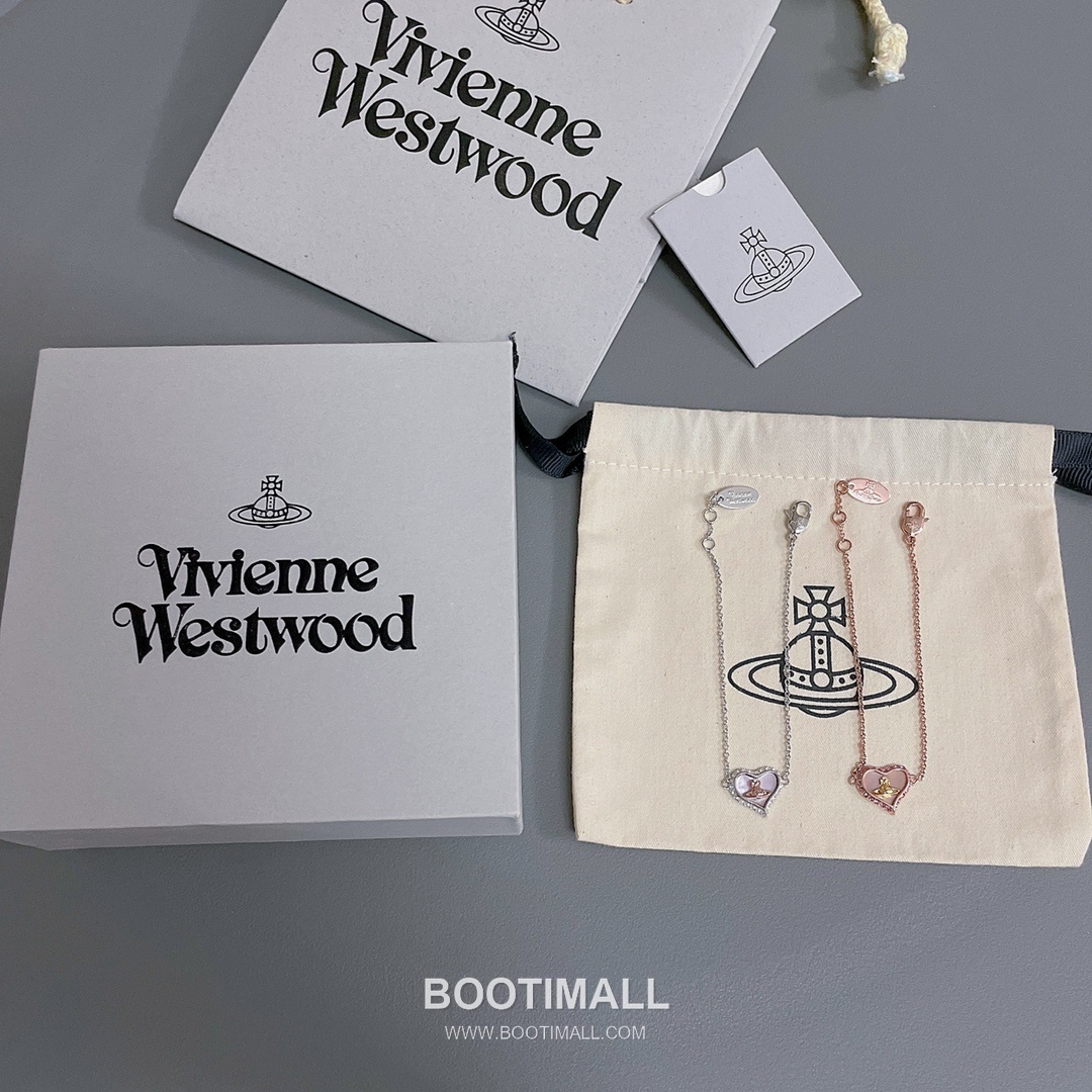 Vivienne Westwood Heart Orb Crystal Brass Rose Gold Plated Bracelet with Saturn Pendant 비비안웨스트우드 하트 오브 크리스탈 황동 로즈골드 도금 브레이슬릿 새턴 펜던트 7