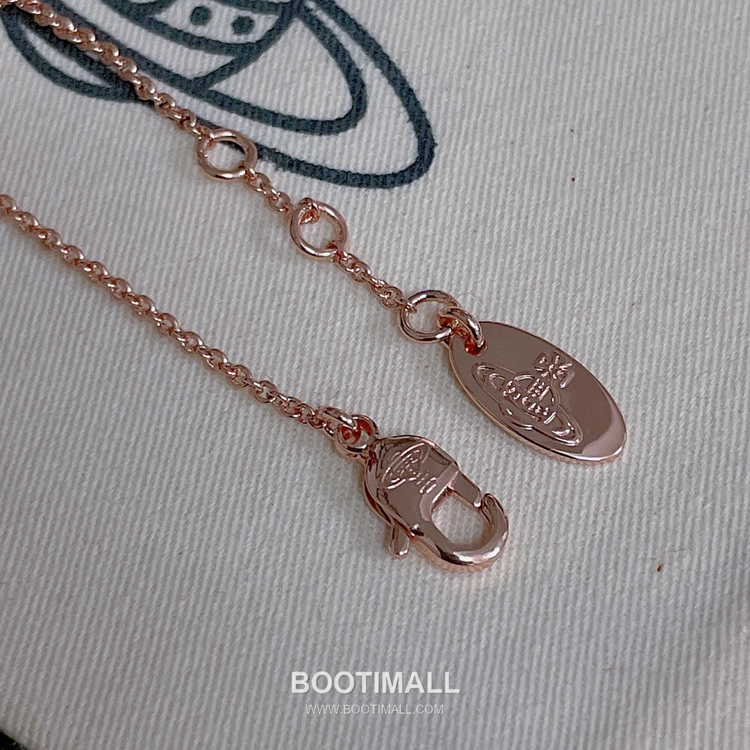 Vivienne Westwood Heart Orb Crystal Brass Rose Gold Plated Bracelet with Saturn Pendant 비비안웨스트우드 하트 오브 크리스탈 황동 로즈골드 도금 브레이슬릿 새턴 펜던트 12