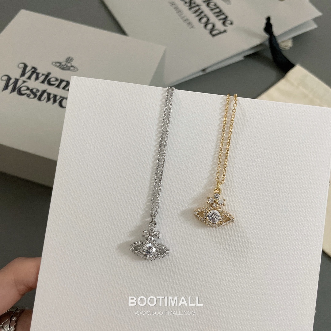 Vivienne Westwood Orb Full Crystal Brass Gold Plated Necklace with Saturn Pendant 비비안웨스트우드 오브 풀 크리스탈 황동 골드도금 네클리스 새턴 펜던트 11