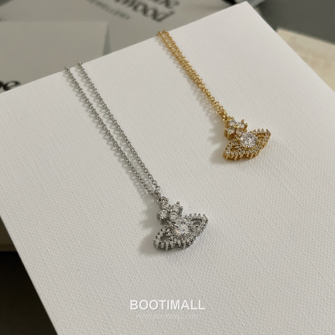 Vivienne Westwood Orb Full Crystal Brass Gold Plated Necklace with Saturn Pendant 비비안웨스트우드 오브 풀 크리스탈 황동 골드도금 네클리스 새턴 펜던트 12