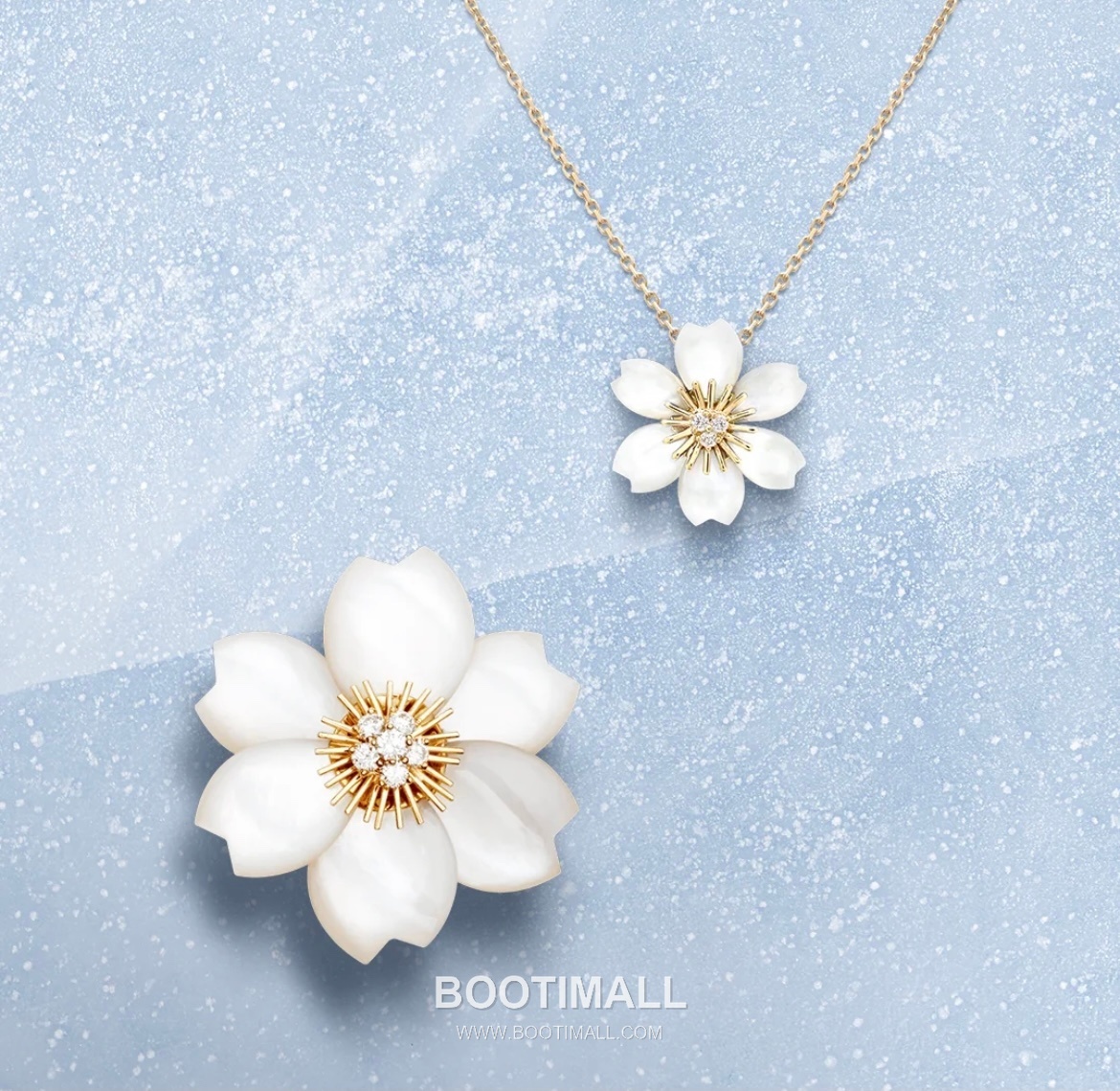 Van Cleef & Arpels Rose Mother of Pearl Onyx Carnelian Brass Gold Plated Necklace with Diamond Flower Pendant 반클리프아펠 로즈 자개 오닉스 카넬리안 황동 골드도금 네클리스 다이아 플라워 펜던트 7