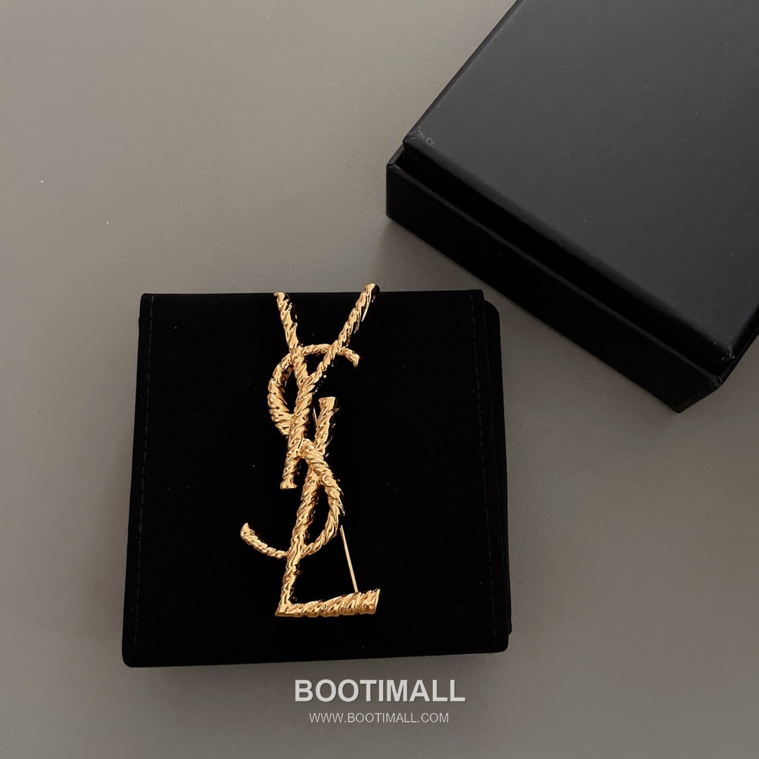 Saint Laurent Twist Pattern Brass Gold Plated Brooch with Pin Clasp Detail 생로랑 트위스트 패턴 황동 골드도금 브로치 핀 클래스프 디테일 10