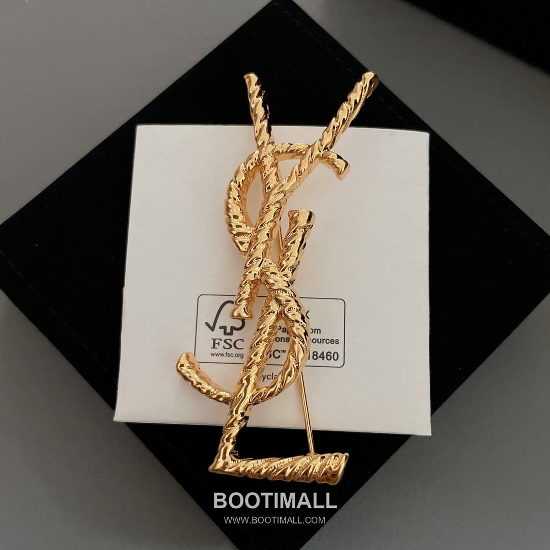 Saint Laurent Twist Pattern Brass Gold Plated Brooch with Pin Clasp Detail 생로랑 트위스트 패턴 황동 골드도금 브로치 핀 클래스프 디테일 12