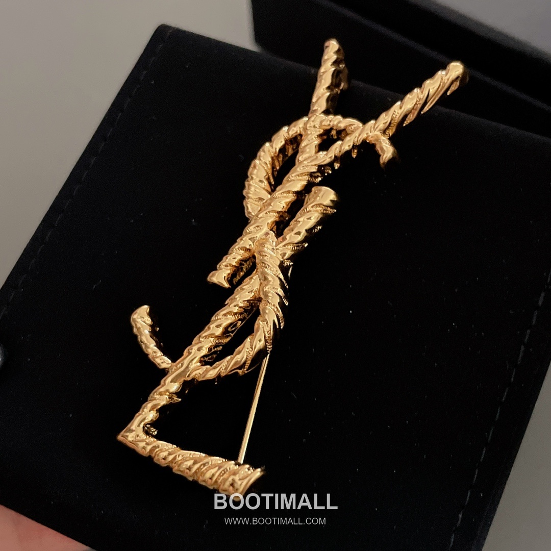 Saint Laurent Twist Pattern Brass Gold Plated Brooch with Pin Clasp Detail 생로랑 트위스트 패턴 황동 골드도금 브로치 핀 클래스프 디테일 13