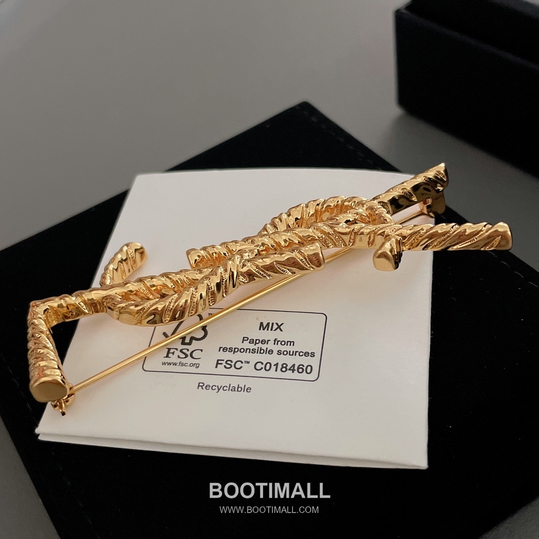 Saint Laurent Twist Pattern Brass Gold Plated Brooch with Pin Clasp Detail 생로랑 트위스트 패턴 황동 골드도금 브로치 핀 클래스프 디테일 14
