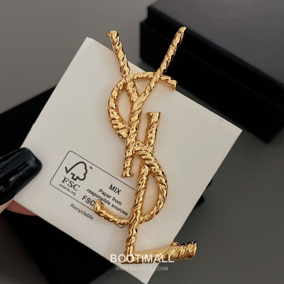 Saint Laurent Twist Pattern Brass Gold Plated Brooch with Pin Clasp Detail 생로랑 트위스트 패턴 황동 골드도금 브로치 핀 클래스프 디테일 15