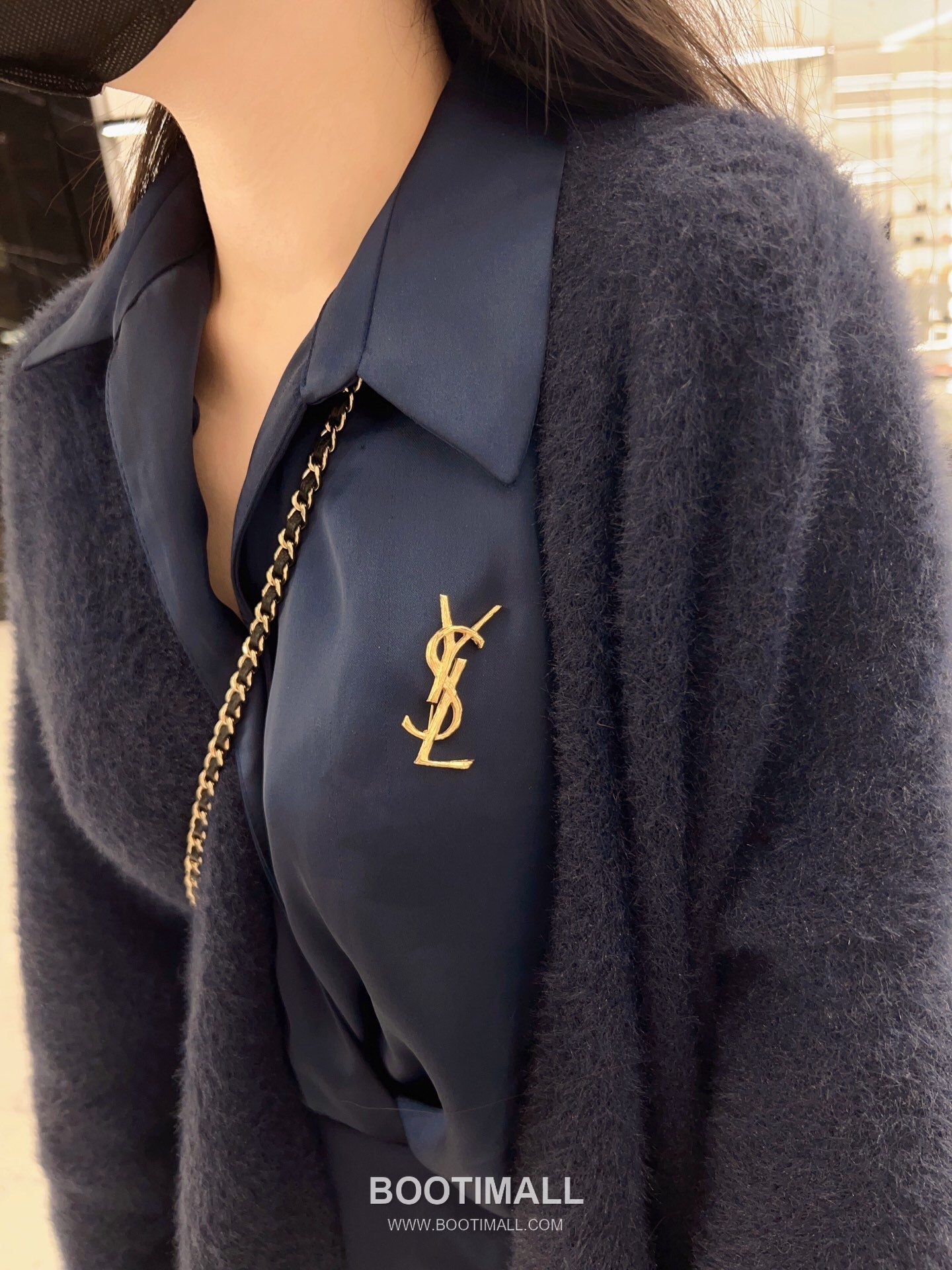 Saint Laurent Bark Texture Brass Gold Plated Brooch with Pin Clasp Detail 생로랑 바크 텍스처 황동 골드도금 브로치 핀 클래스프 디테일 2