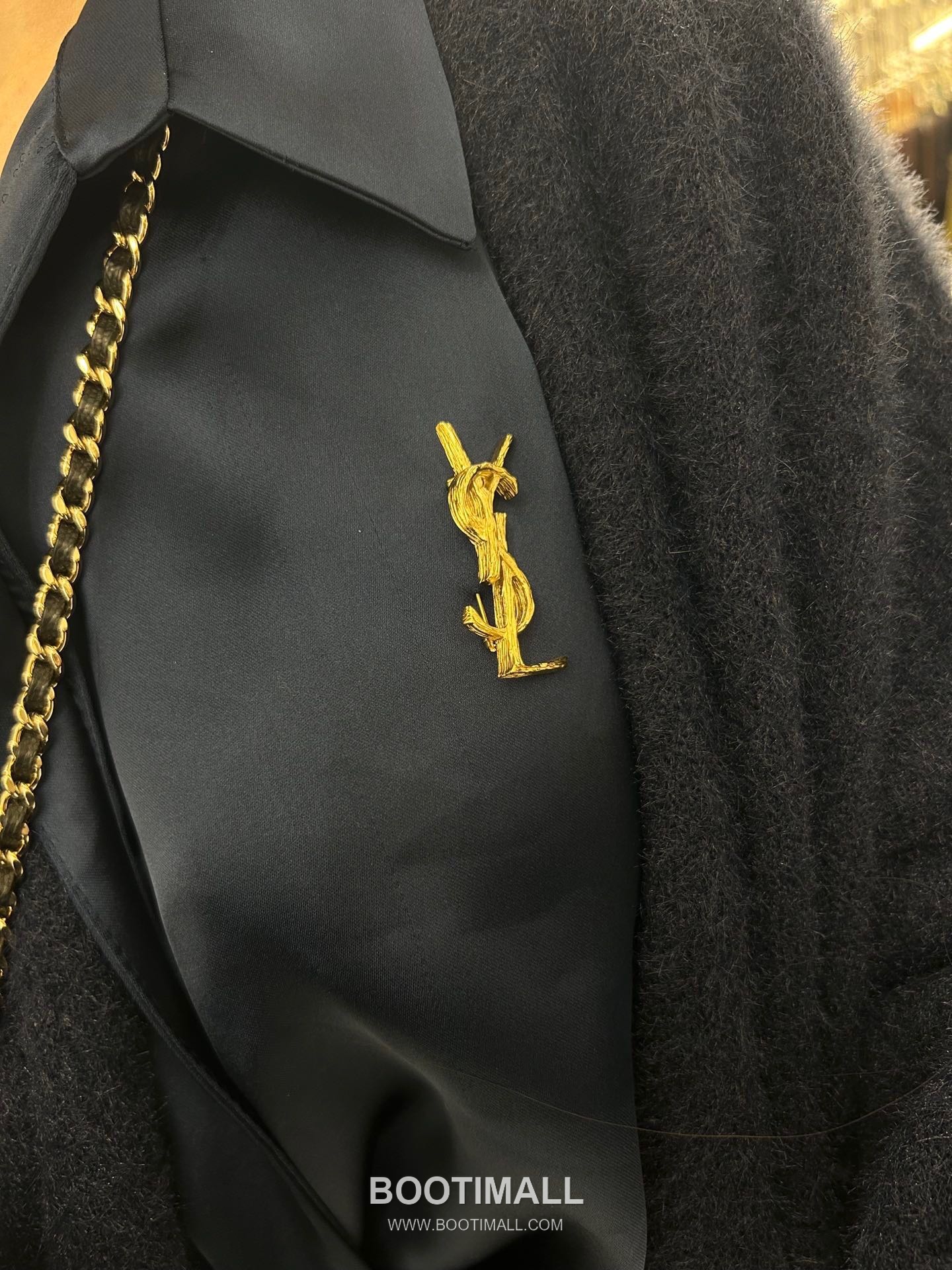 Saint Laurent Bark Texture Brass Gold Plated Brooch with Pin Clasp Detail 생로랑 바크 텍스처 황동 골드도금 브로치 핀 클래스프 디테일 3