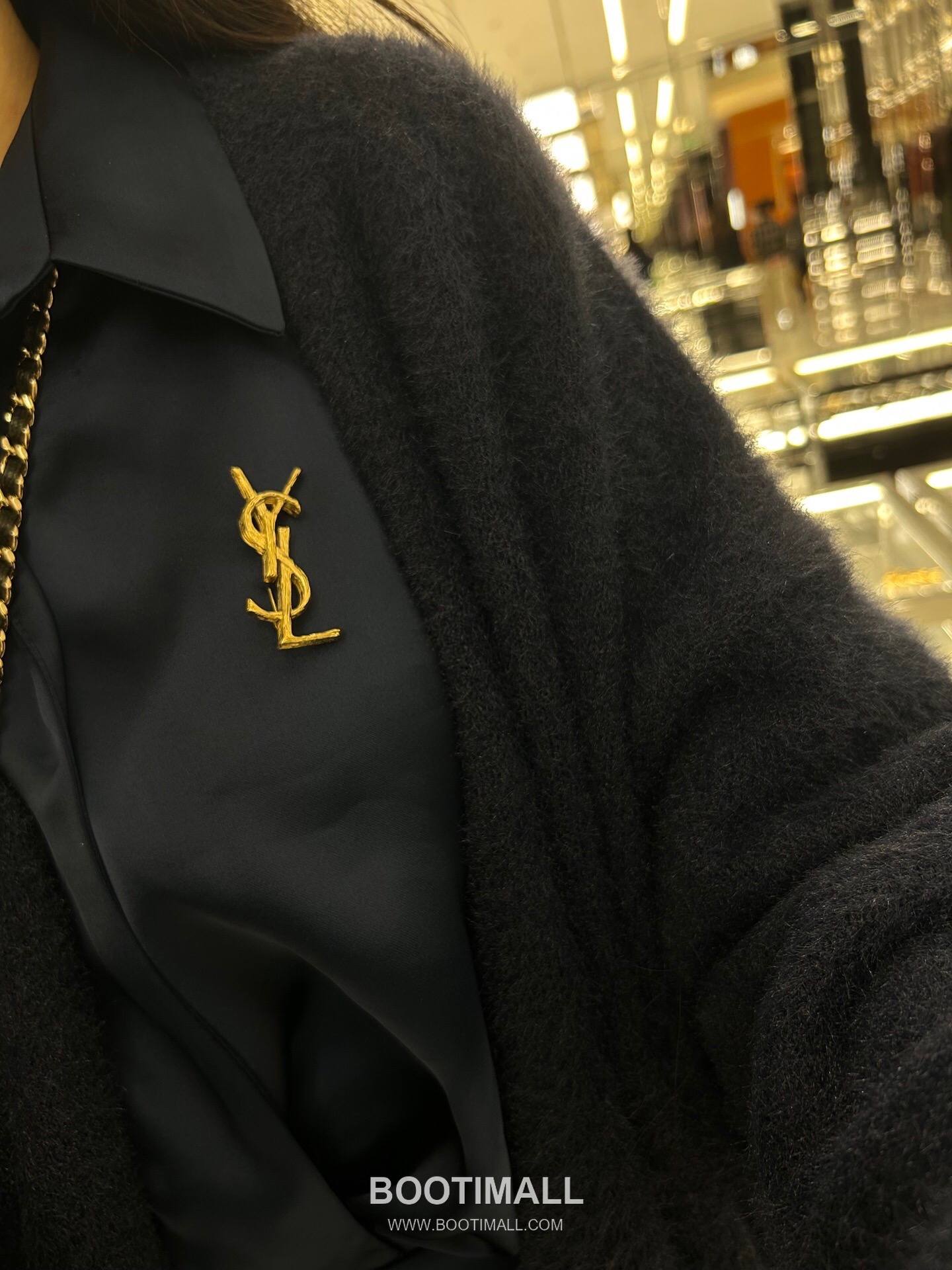 Saint Laurent Bark Texture Brass Gold Plated Brooch with Pin Clasp Detail 생로랑 바크 텍스처 황동 골드도금 브로치 핀 클래스프 디테일 4