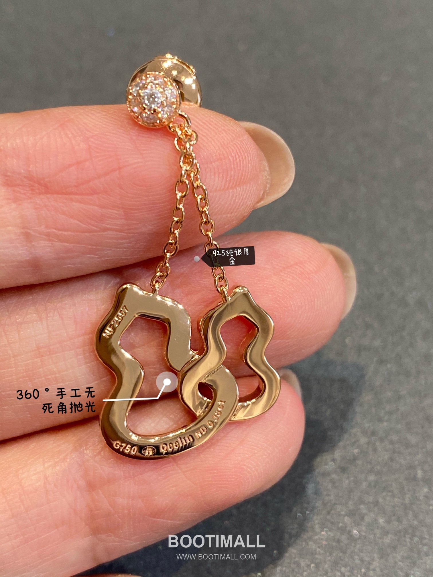 Qeelin Wulu Double Gourd Openwork Brass Gold Plated Drop Earring with Hollow Pendant 기린 우루 더블 고드 오픈워크 황동 골드도금 드롭 이어링 홀로우 펜던트 11