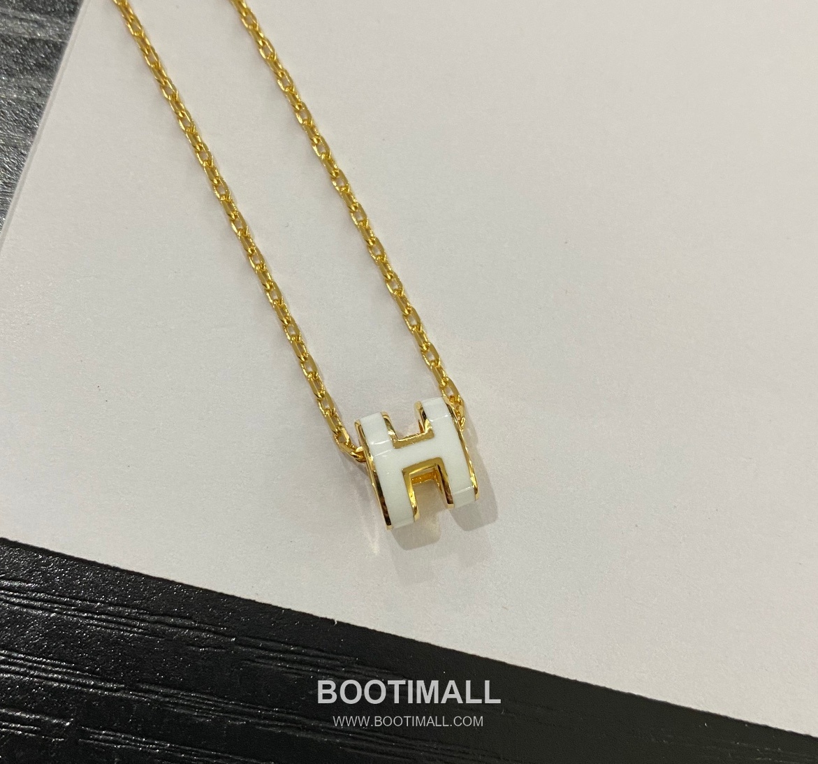 Hermes Mini Pop H Enamel Brass Gold Plated Necklace with Logo Pendant 에르메스 미니 팝 H 에나멜 황동 골드도금 네클리스 로고 펜던트 4