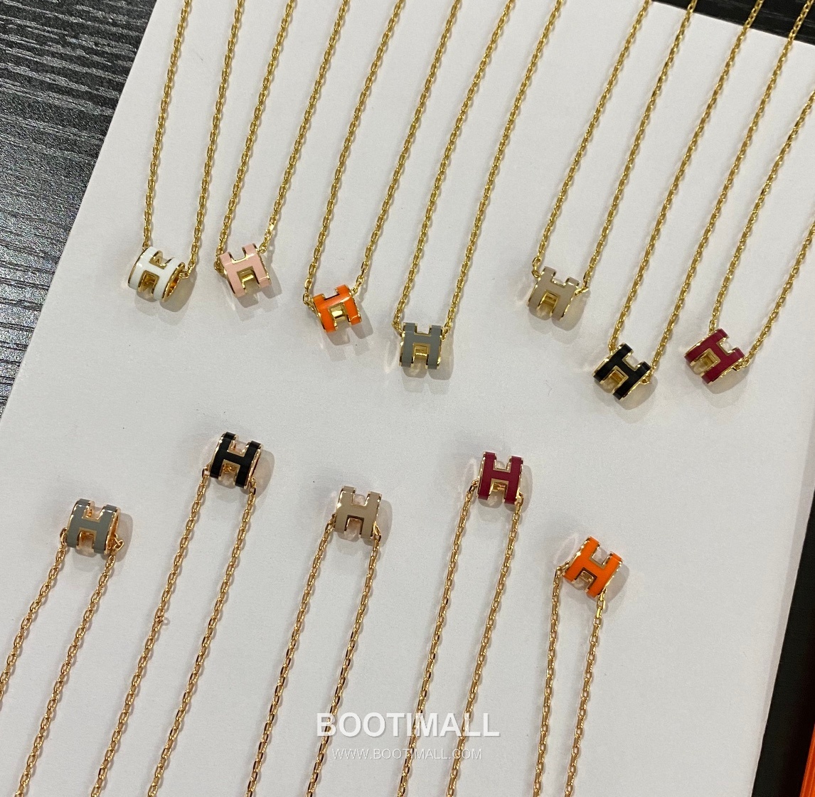 Hermes Mini Pop H Enamel Brass Gold Plated Necklace with Logo Pendant 에르메스 미니 팝 H 에나멜 황동 골드도금 네클리스 로고 펜던트 19