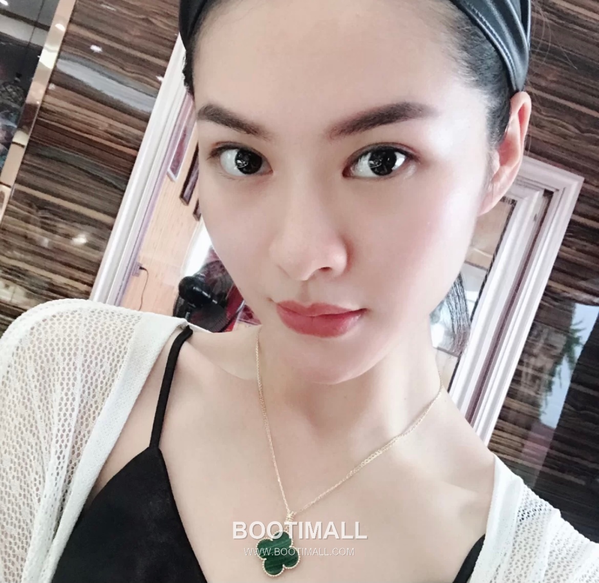 Van Cleef & Arpels Alhambra Clover Malachite Onyx Mother of Pearl Sterling Silver 925 Necklace with Beaded Chain 반클리프아펠 알함브라 클로버 말라카이트 오닉스 자개 스털링 실버 925 네클리스 비드 체인 1