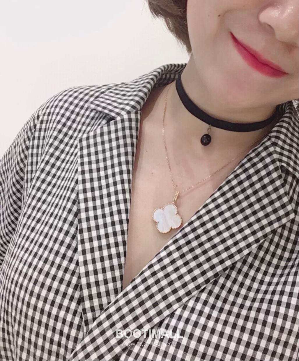 Van Cleef & Arpels Alhambra Clover Malachite Onyx Mother of Pearl Sterling Silver 925 Necklace with Beaded Chain 반클리프아펠 알함브라 클로버 말라카이트 오닉스 자개 스털링 실버 925 네클리스 비드 체인 6