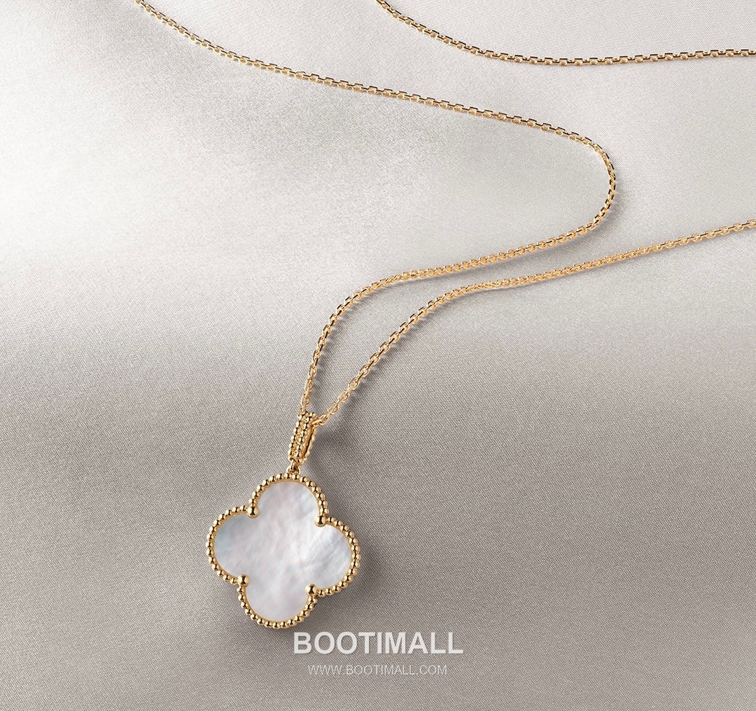 Van Cleef & Arpels Alhambra Clover Malachite Onyx Mother of Pearl Sterling Silver 925 Necklace with Beaded Chain 반클리프아펠 알함브라 클로버 말라카이트 오닉스 자개 스털링 실버 925 네클리스 비드 체인 20