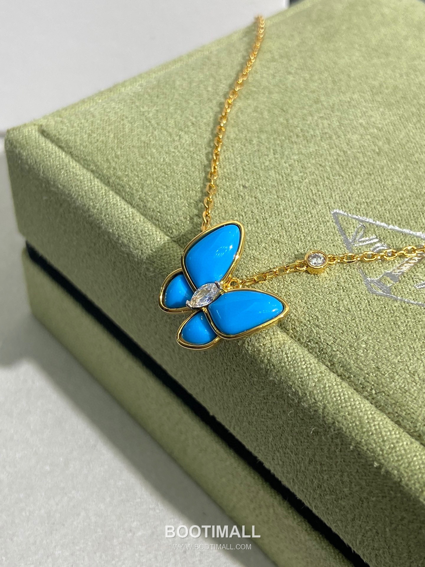 Van Cleef & Arpels Two Butterfly Turquoise Diamond 18K White Gold Necklace with Butterfly Motif 반클리프아펠 투 버터플라이 터키석 다이아 18K 화이트골드 네클리스 버터플라이 모티프 6