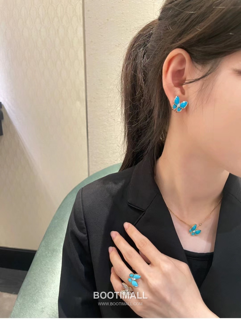 Van Cleef & Arpels Two Butterfly Turquoise Diamond 18K White Gold Necklace with Butterfly Motif 반클리프아펠 투 버터플라이 터키석 다이아 18K 화이트골드 네클리스 버터플라이 모티프 11