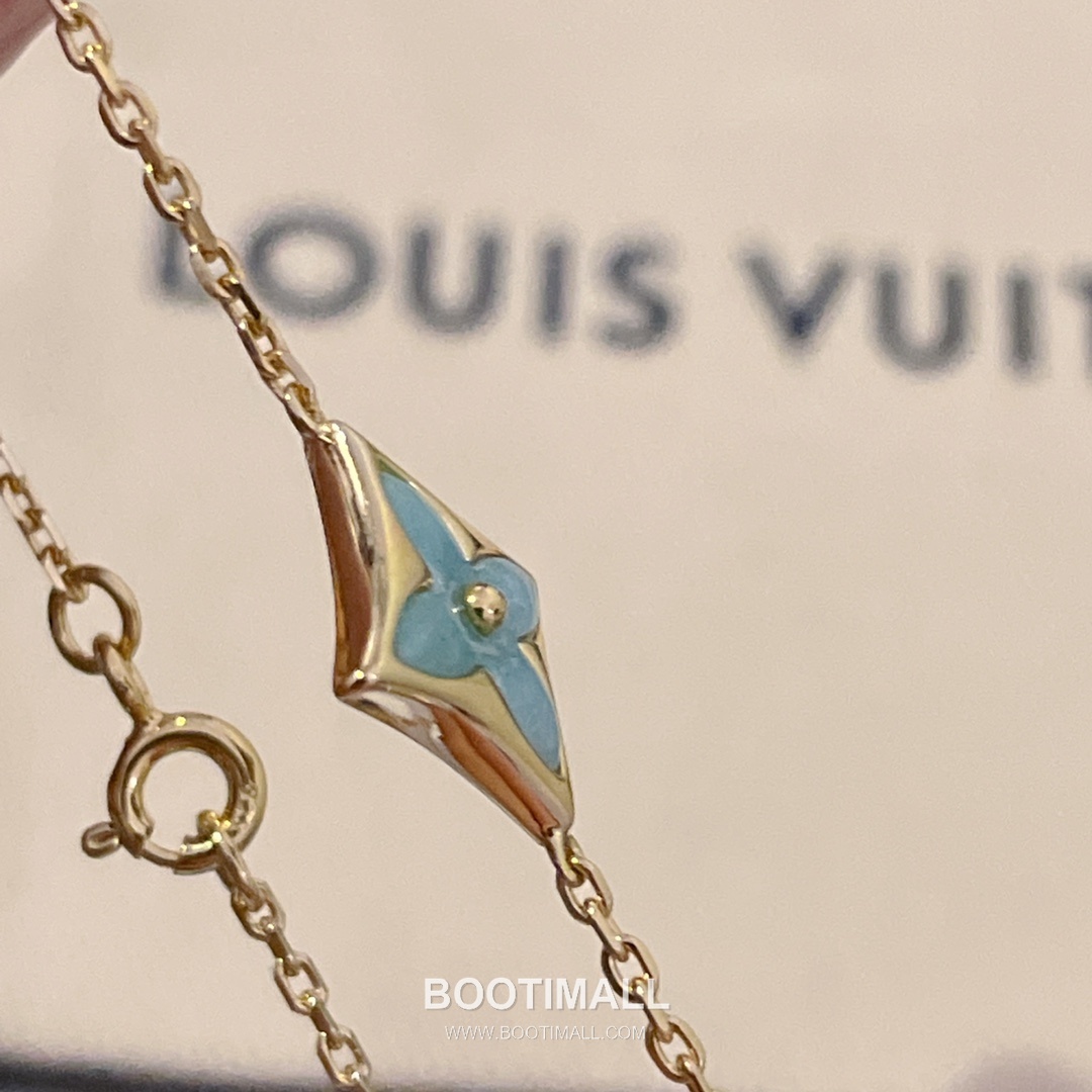 Louis Vuitton Blossom Amazonite Diamond Brass Gold Plated Necklace with Clover Pendant 루이비통 블라썸 아마조나이트 다이아 황동 골드도금 네클리스 클로버 펜던트 6